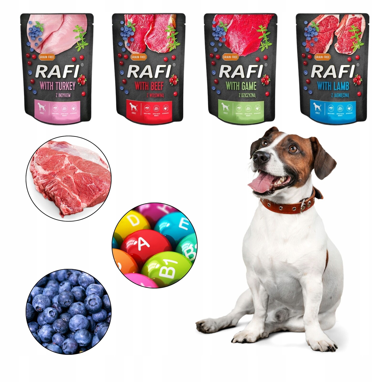 Vlhké krmivo pro psy Rafi Dolina Noteci sáčky hovězí krůta mix 16x300 g