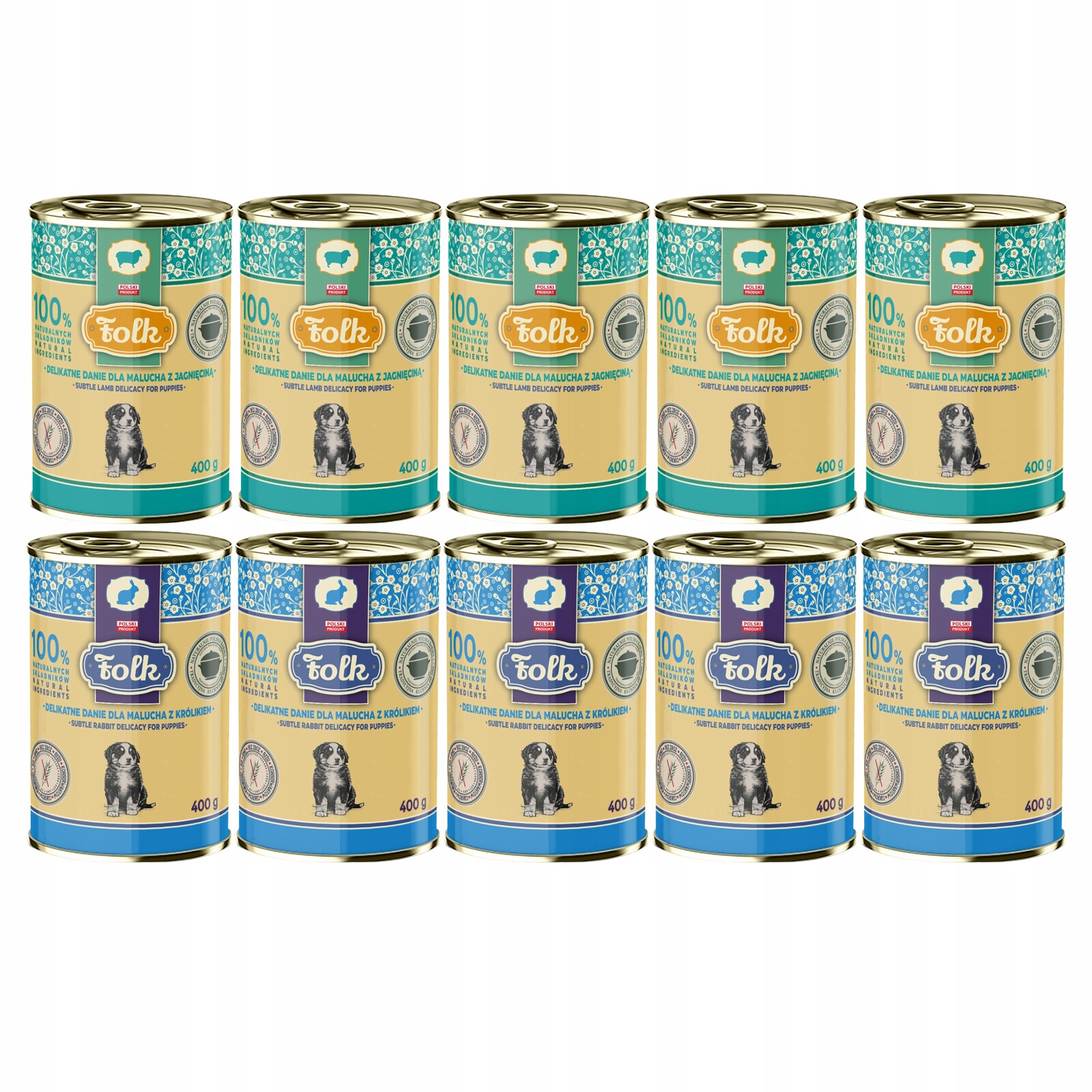 Folk Junior Krmivo mokré pro štěňata Jídlo mix chutí 10 x 400 g