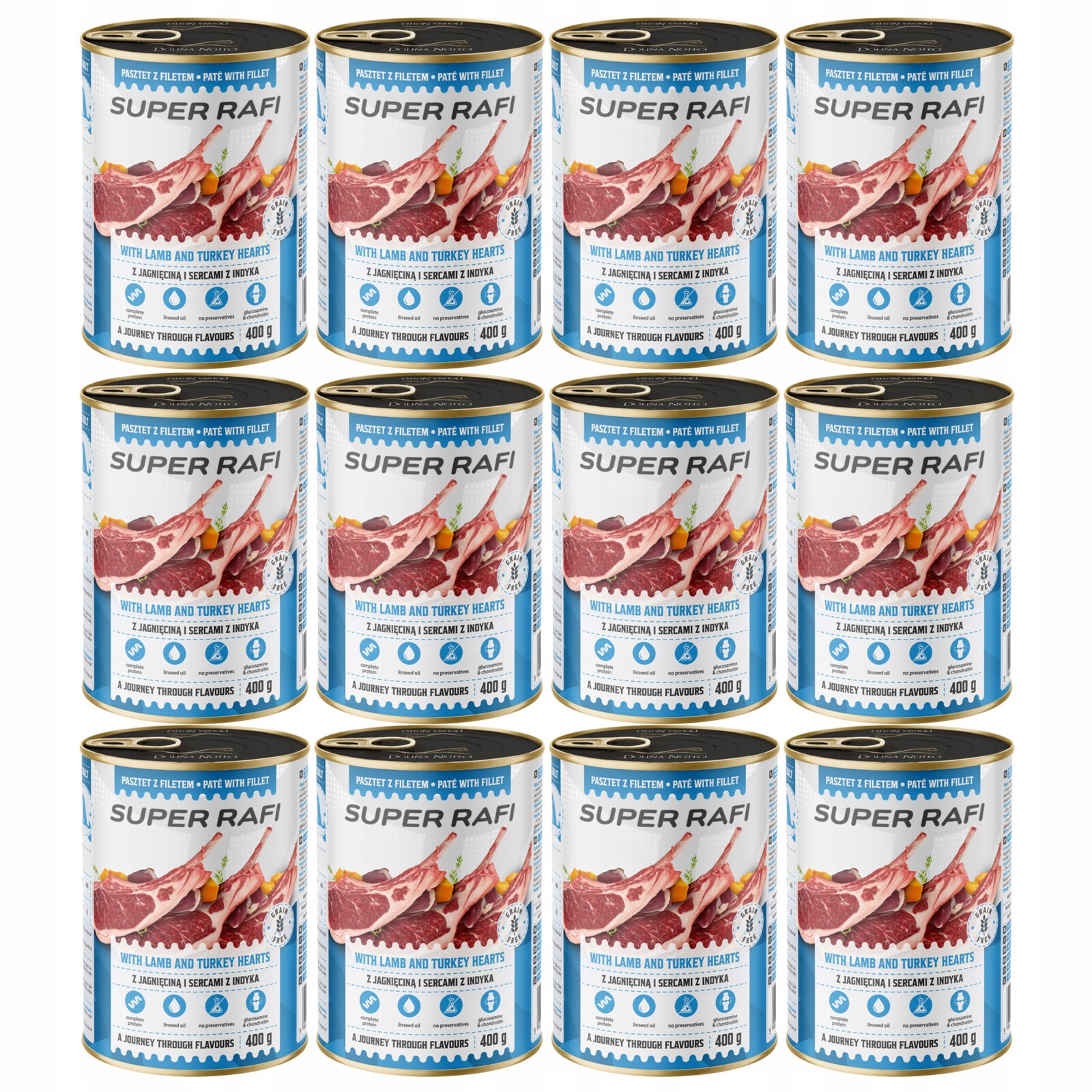 Dolina Noteci Rafi krmivo mokré pro psa jehněčí srdce 12 x 400 g