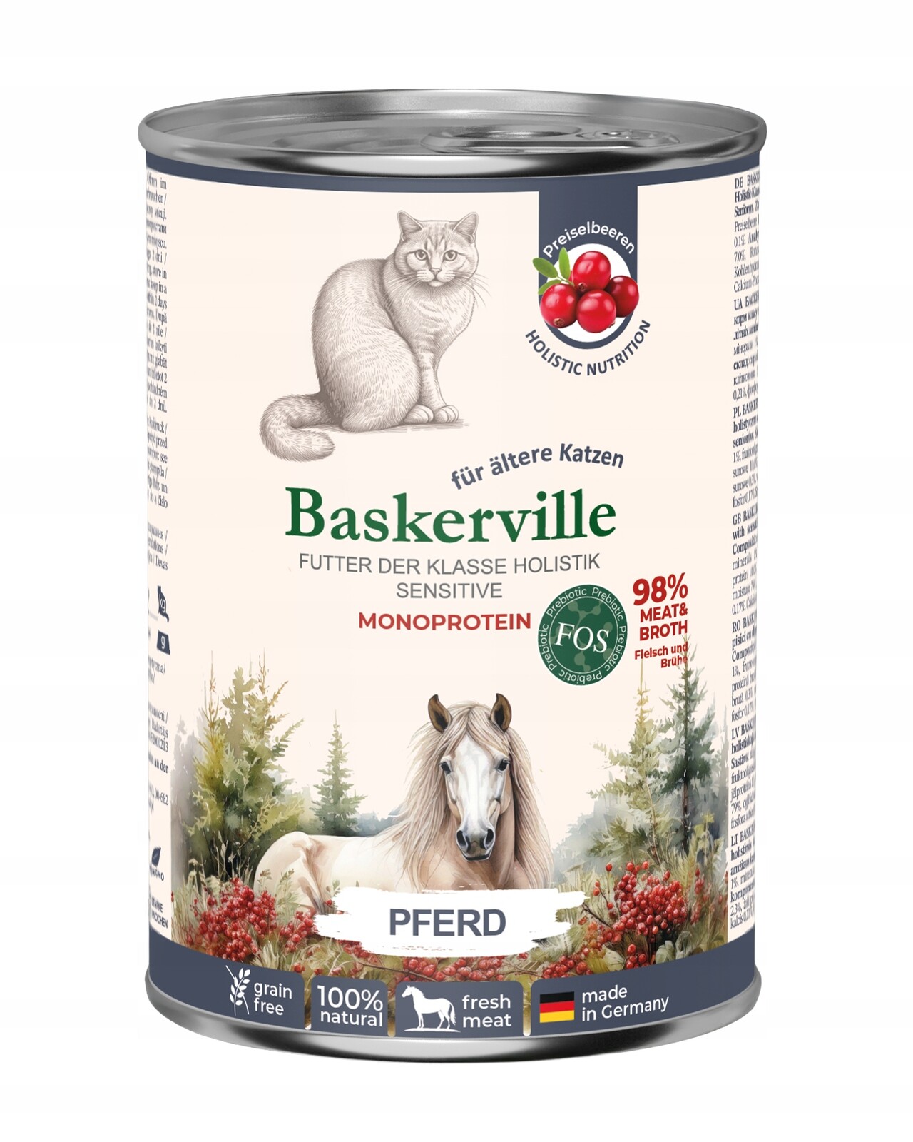 Baskerville SuperPremium vlhké krmivo pro kočky Senior Konina 16x400 g