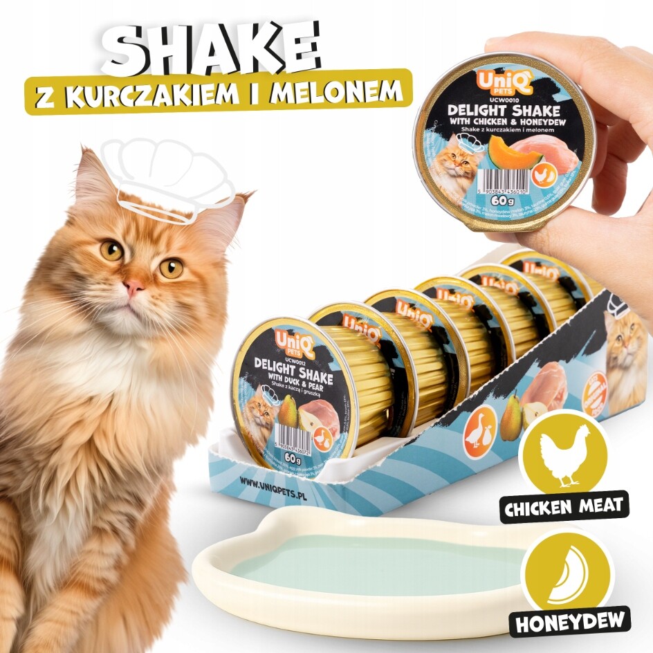 UniQ Pets Delight Shake Kuře s melounem 6x60 g Mokré Krmivo Pro Kočky