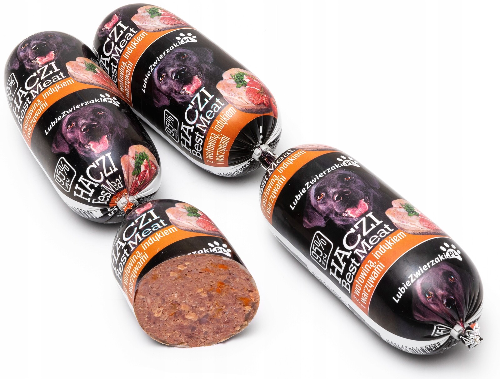 Krmivo pro psa mokré Haczi maso 95% hovězí maso zelenina vitamíny 40x450g