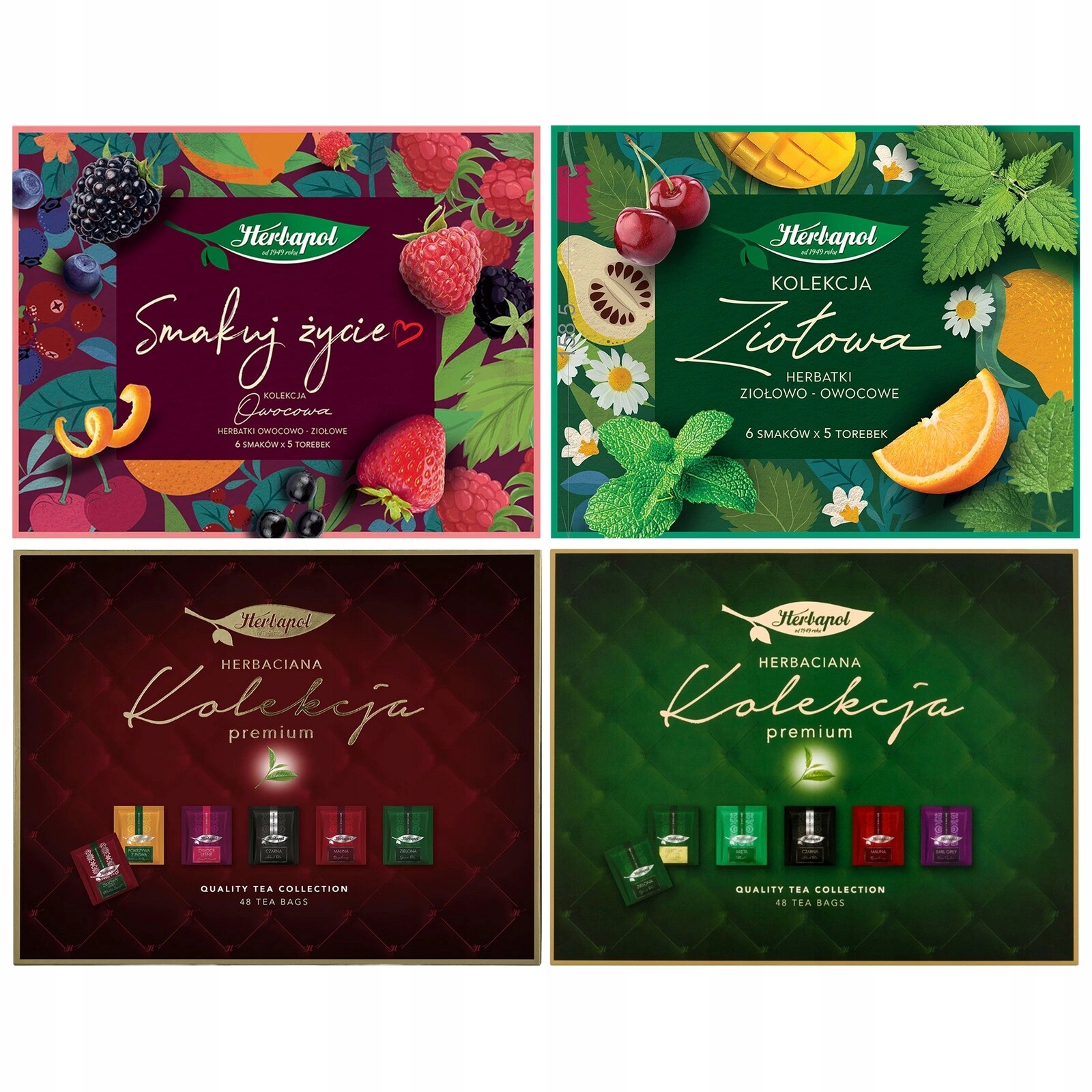 Herbapol sada 4 kolekcí ovocných a bylinných čajů 156 sáčků