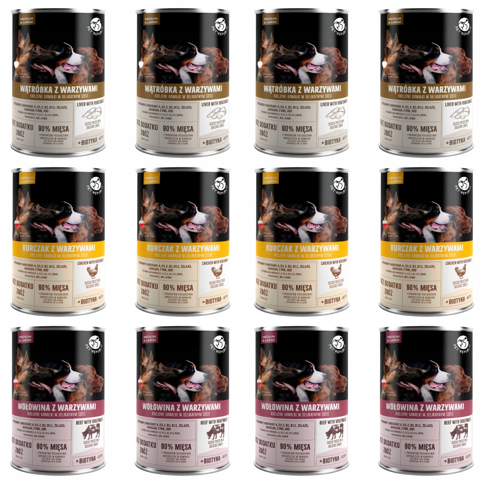 Pet Republic kousky v omáčce Mix Chutí krmivo pro psy mokré 12 x 1250 g