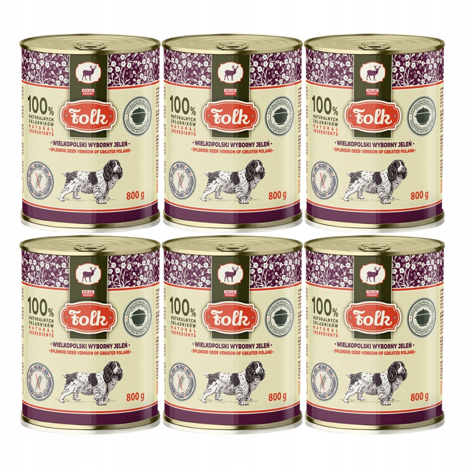 Folk Krmivo pro psy Velkopolský jelen 6 x 800 g, zdravé, bez obilovin