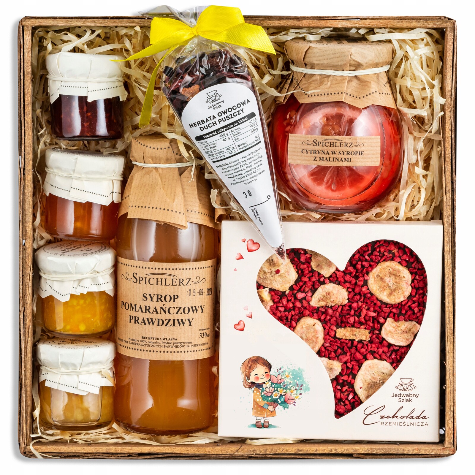 Dárkový Košík pro maminku babičku, sada dobrot čaj Sirup čokoláda