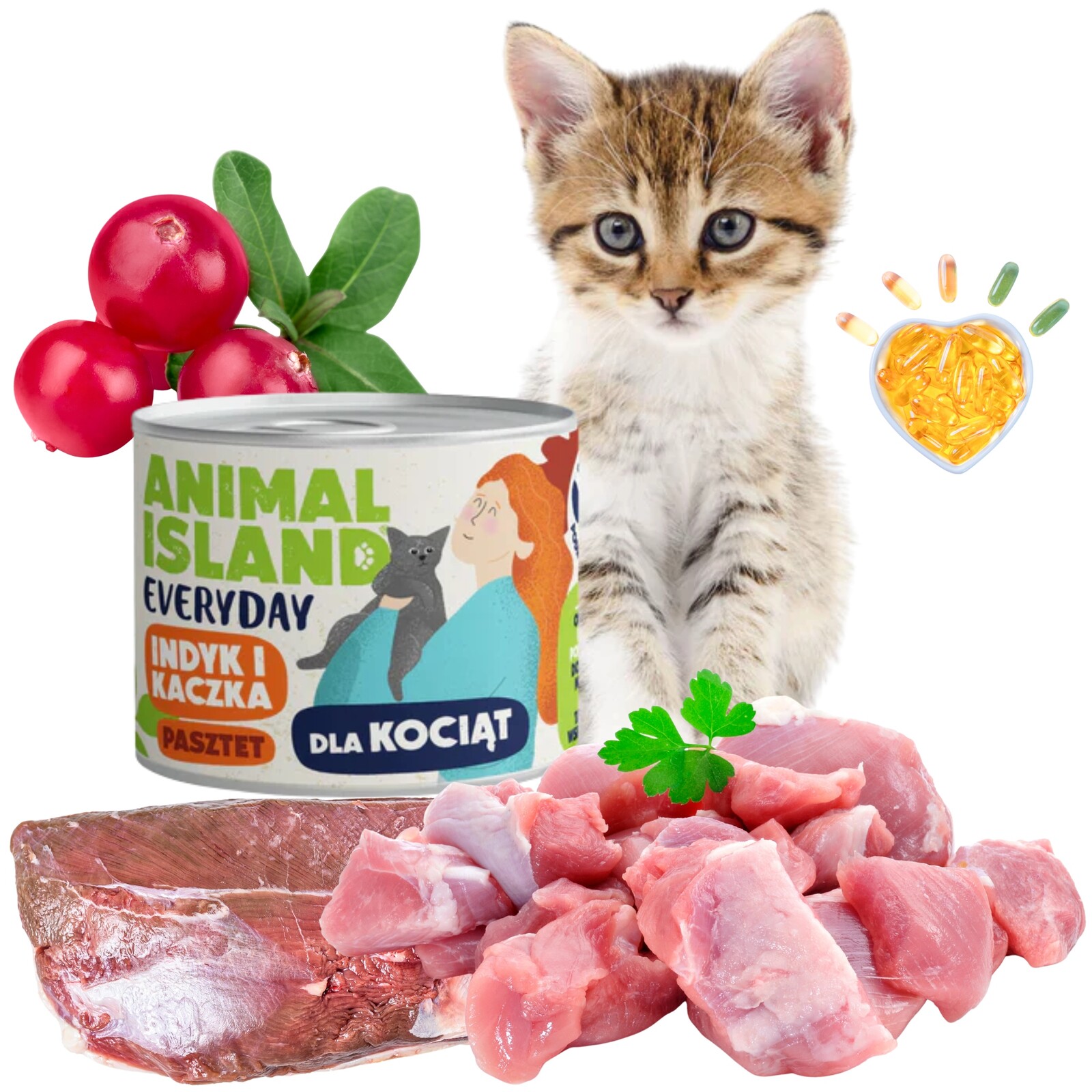 Krmivo pro kočky bezobilná konzerva Animal Island krůta kachna 185 g 12 Ks