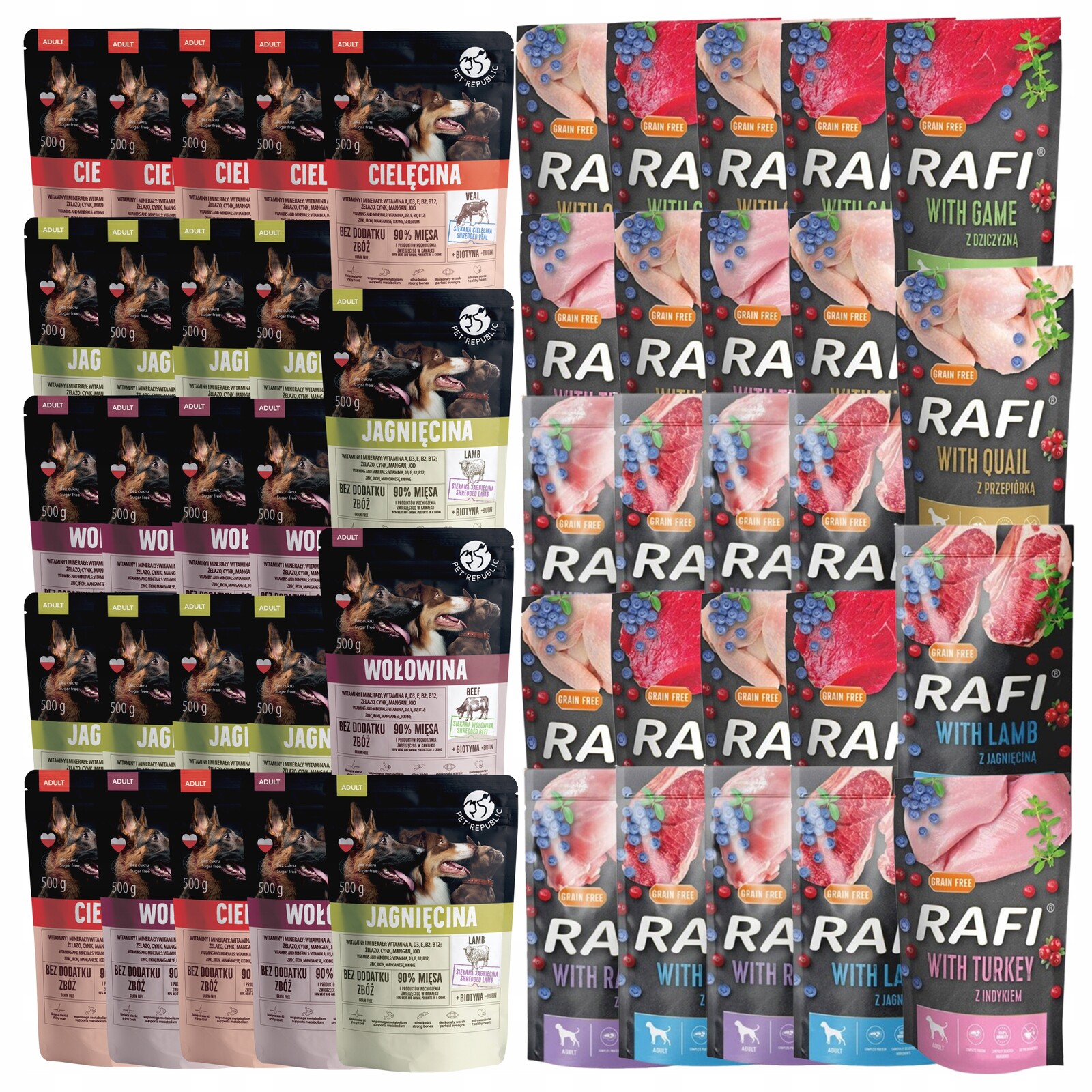 Dolina Noteci Rafi Pet Republic Krmivo mokré pro psa mix chutí 48 x 500 g