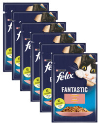 Mokré krmivo pro kočky Purina Felix Fantastic s lososem v želé 26x85 g