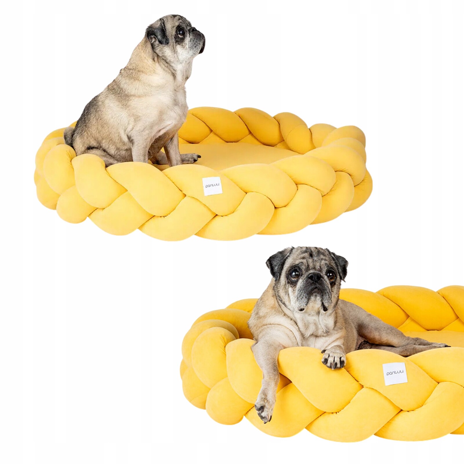 Elegantní pletené pelíšek pro psa Roma, žlutá paměťová pěna #60 S