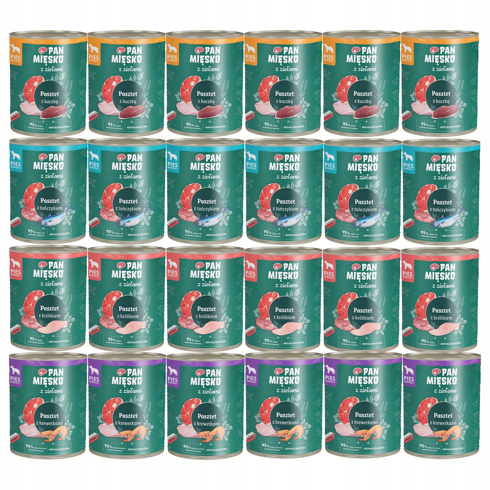 Pan Mięsko s bylinkami krmivo pro psy Paštika mix chutí 24 x 800 g