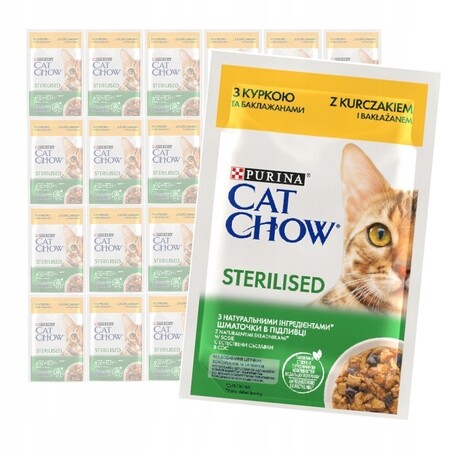 Mokré krmivo pro kočky Purina Cat Chow Sterilised kuřecí lilek 26x85 g