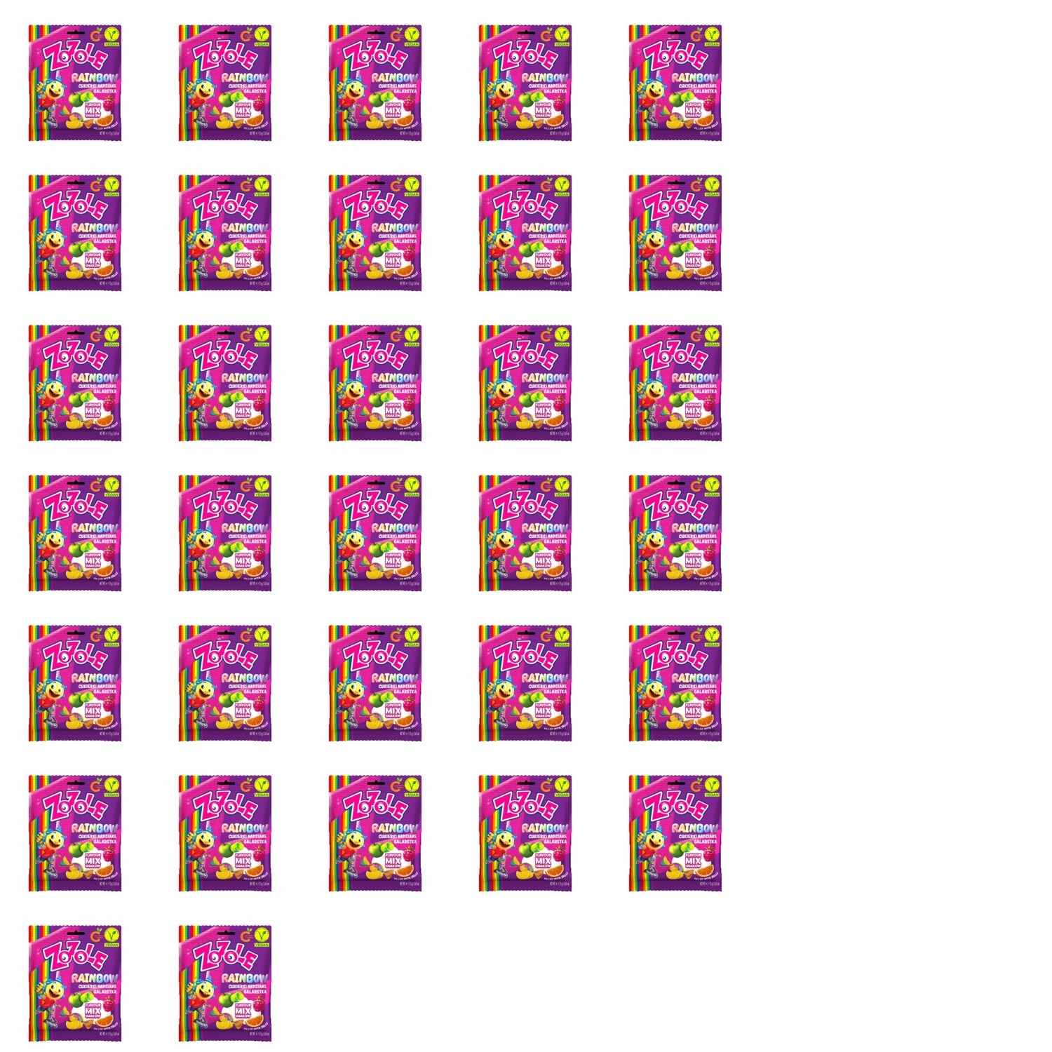 32 x 75 g Zozole Rainbow bonbóny měch želé bonbony Karton