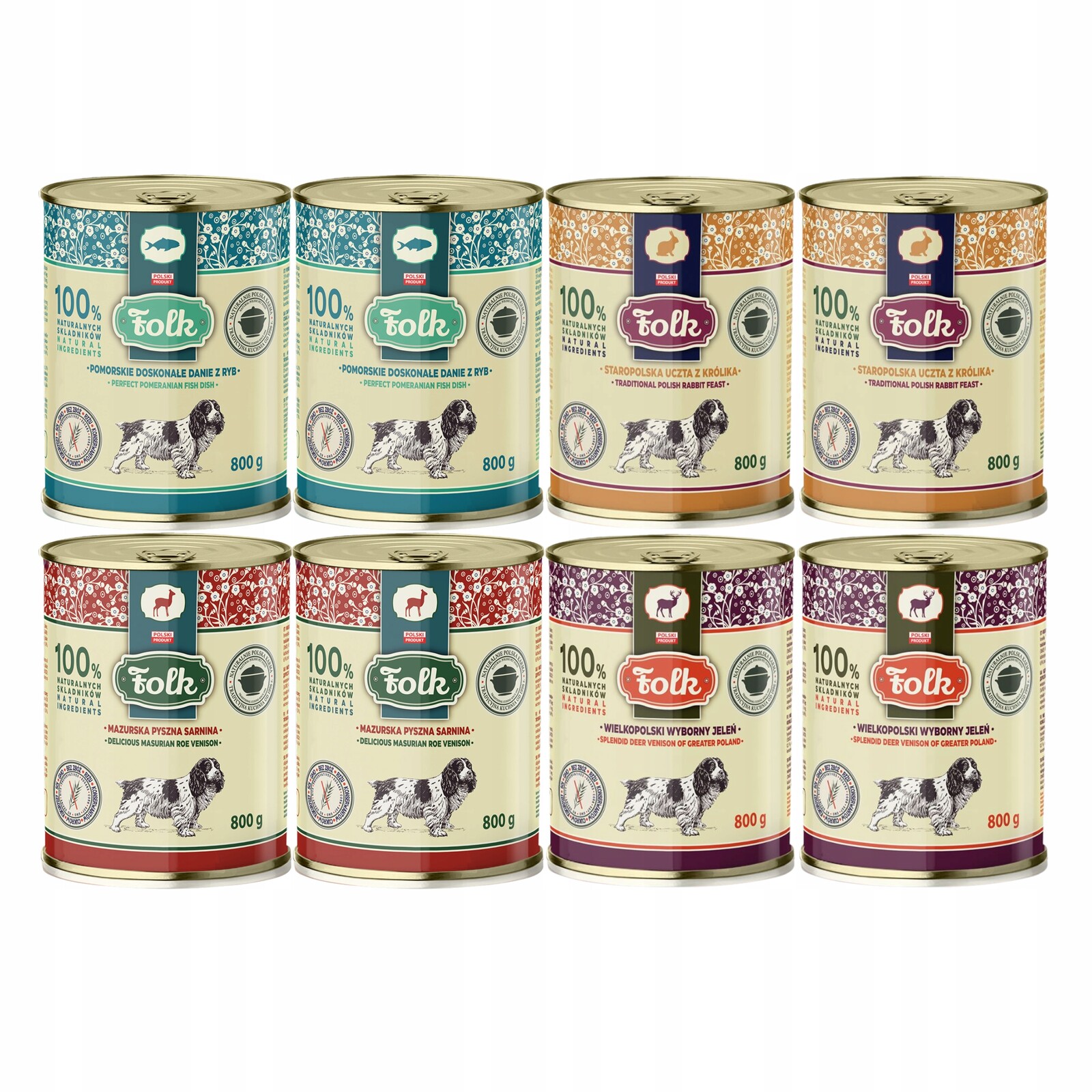 Folk Krmivo pro psy, zdravé, bez obilovin, mix chutí 8 x 800 g