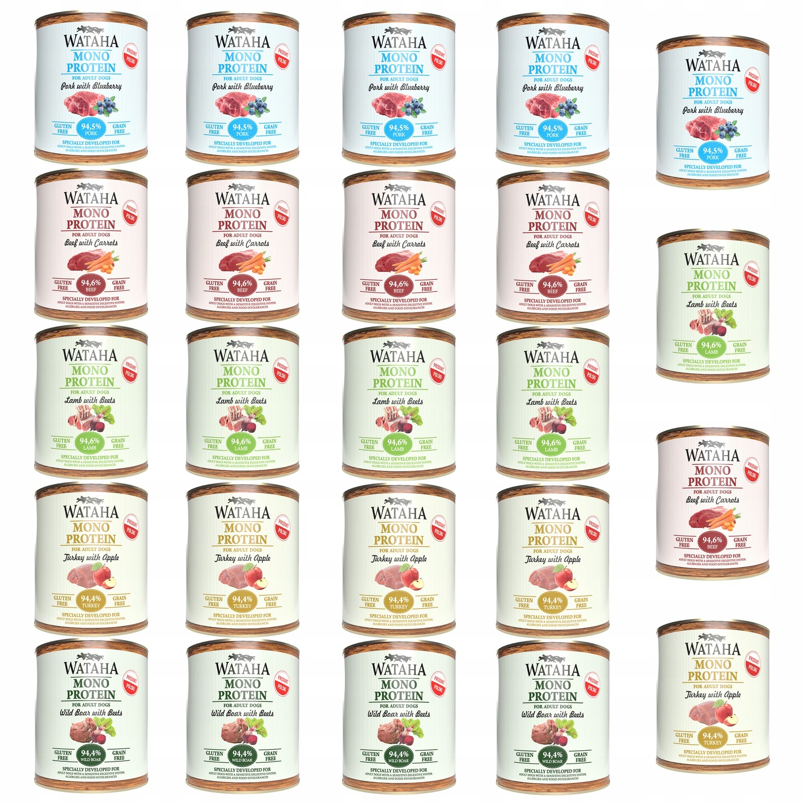 Wataha Mono Protein Adult krmivo pro psy Mix Chutí 24 x 800 g