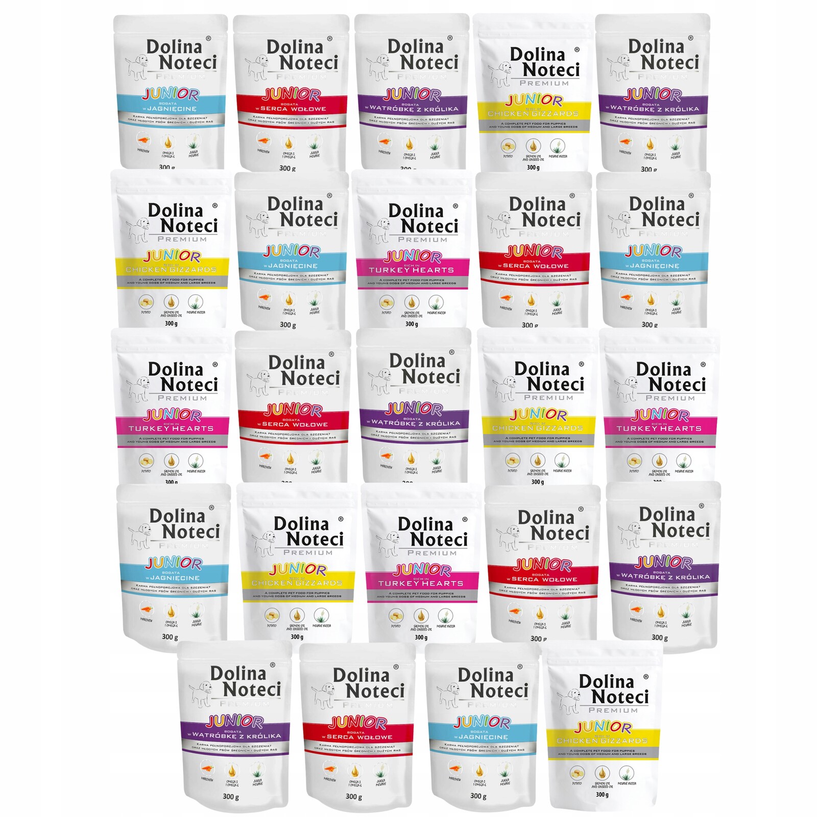 Dolina Noteci Junior Krmivo mokré mix příchutí 24 x 300 g