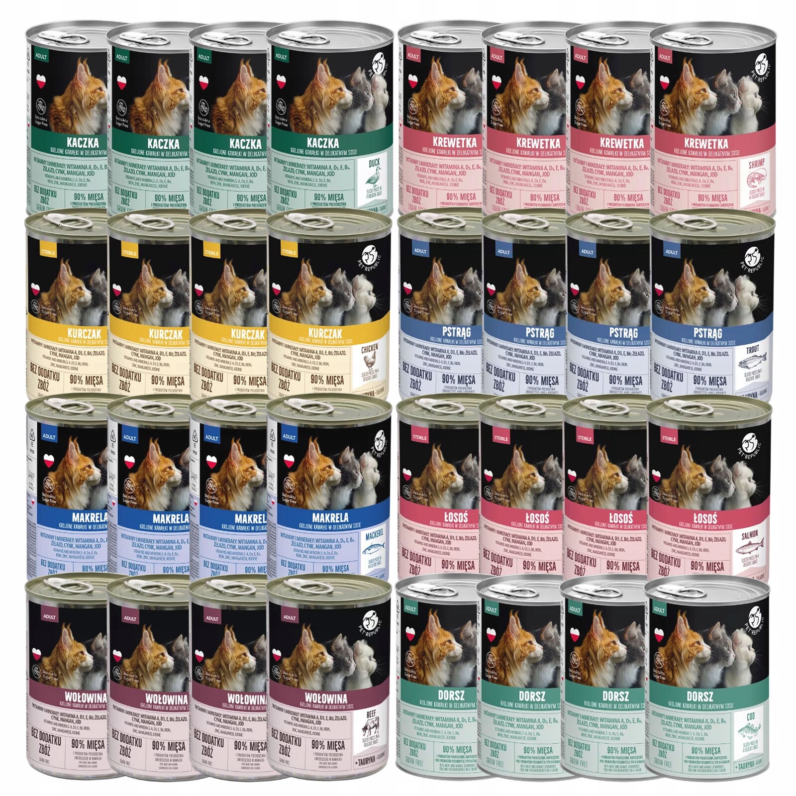 Pet Republic krmivo pro kočky pro kočky mix chutí 32 x 400 g