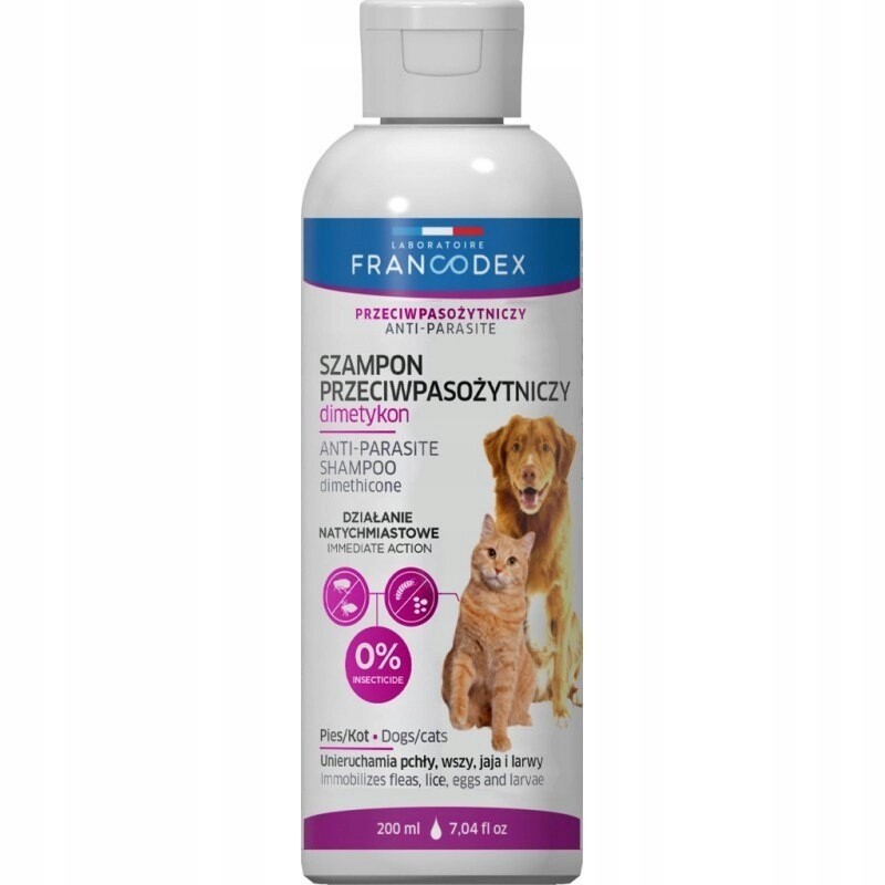 Francodex šampon pro psa a kočku – proti parazitům s dimetikonem 200 ml