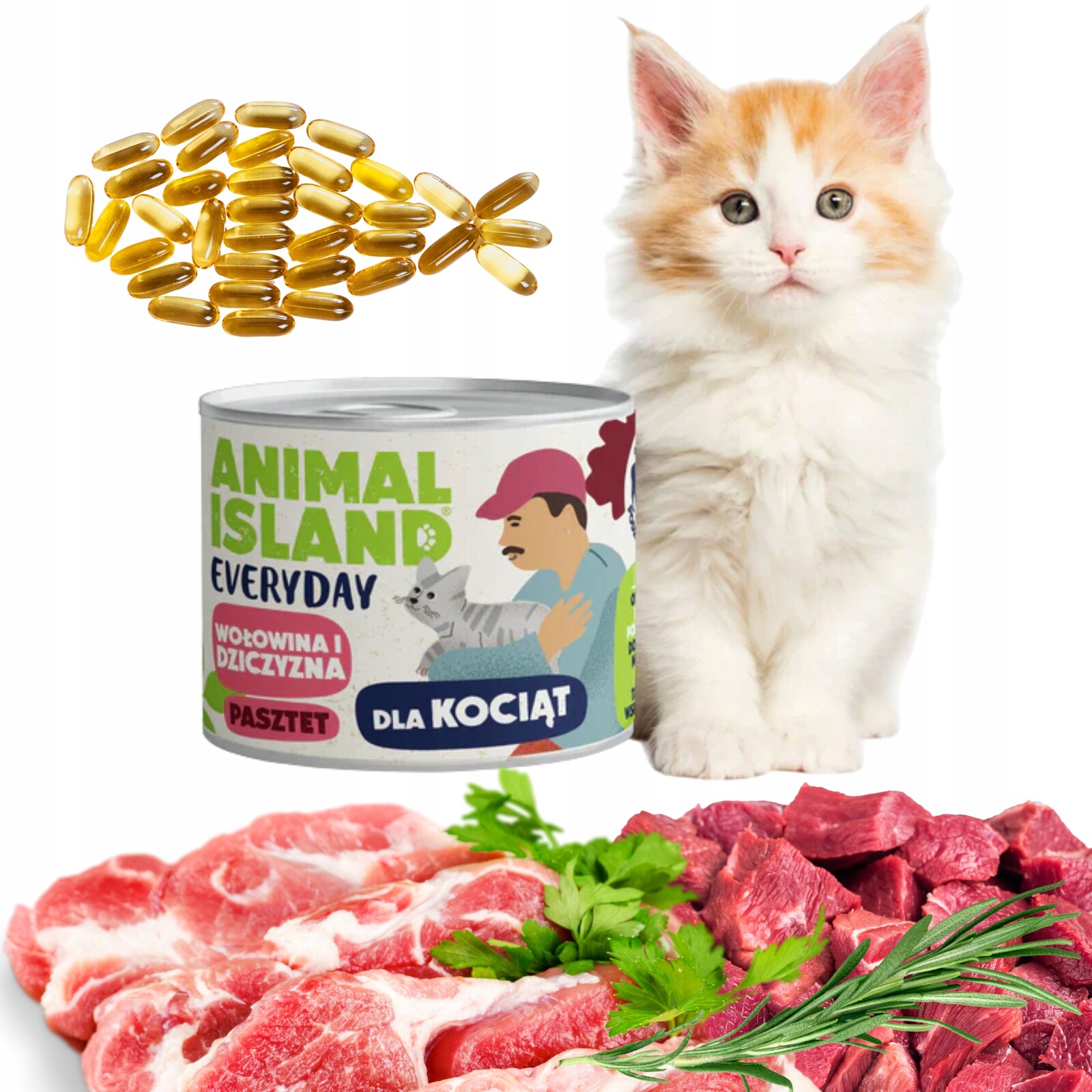 Krmivo pro kočky bezobilné Animal Island hovězí divočák Everyday 185g 12 Ks