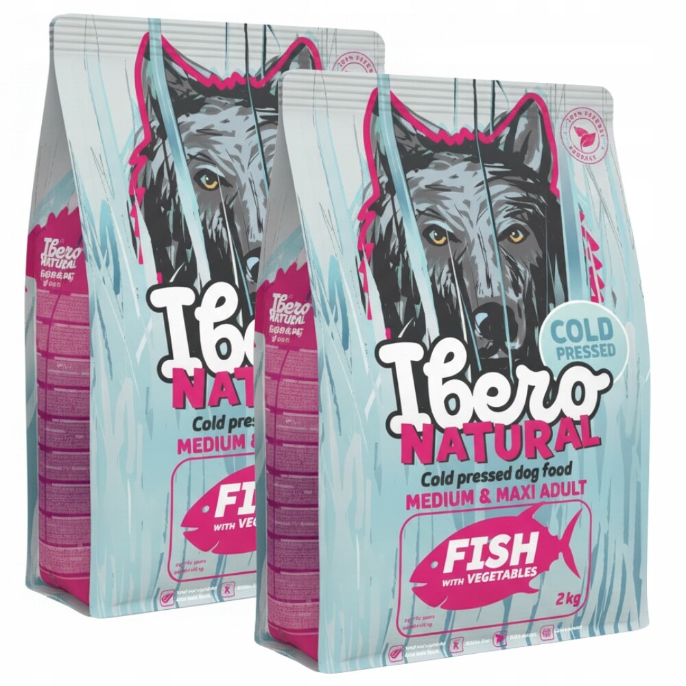 Krmivo pro psy středních a velkých plemen ryba 2x2 kg Ibero Cold Press Adul