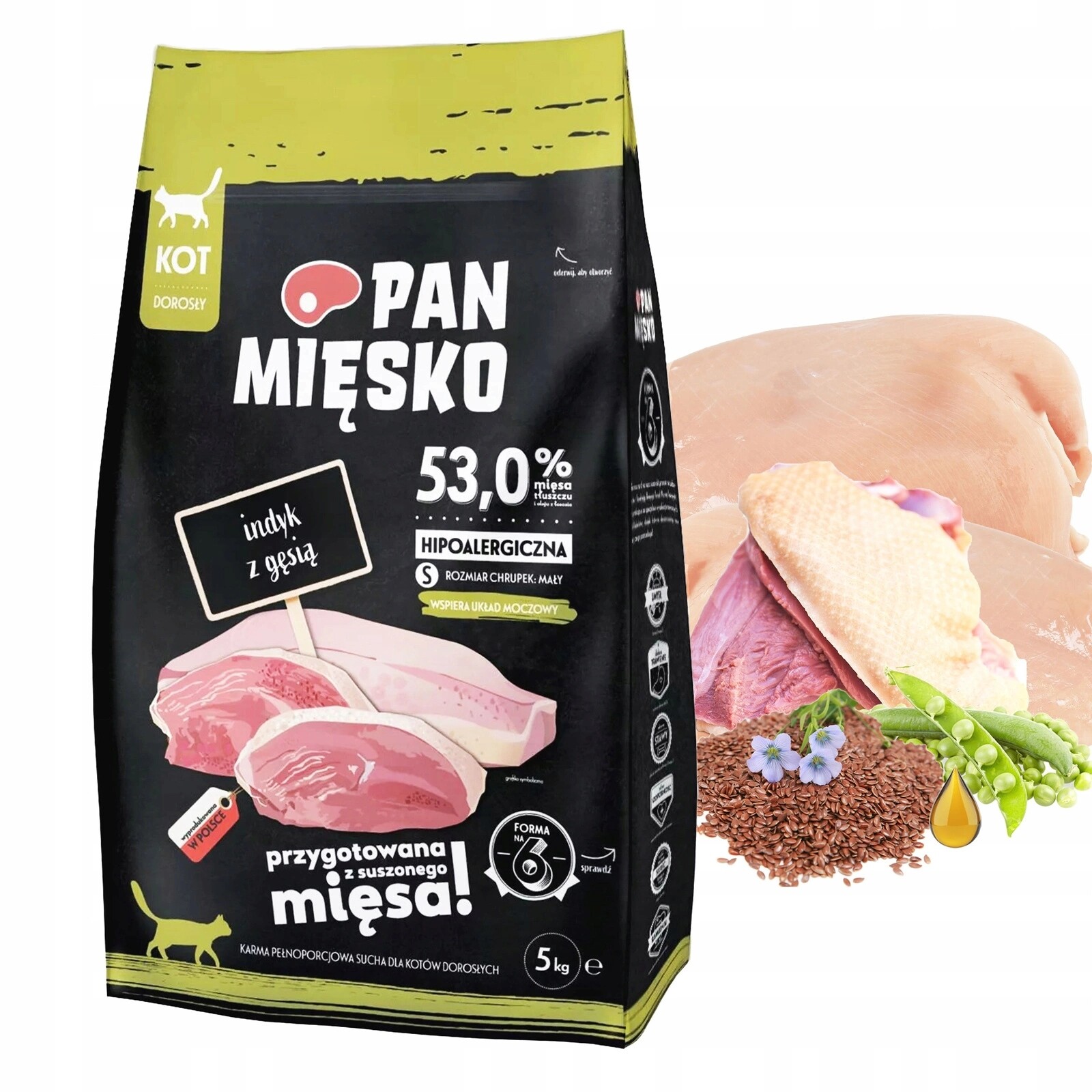 Pan Mięsko Krmivo suché pro kočky Krůta s husí křupkou S 5 kg