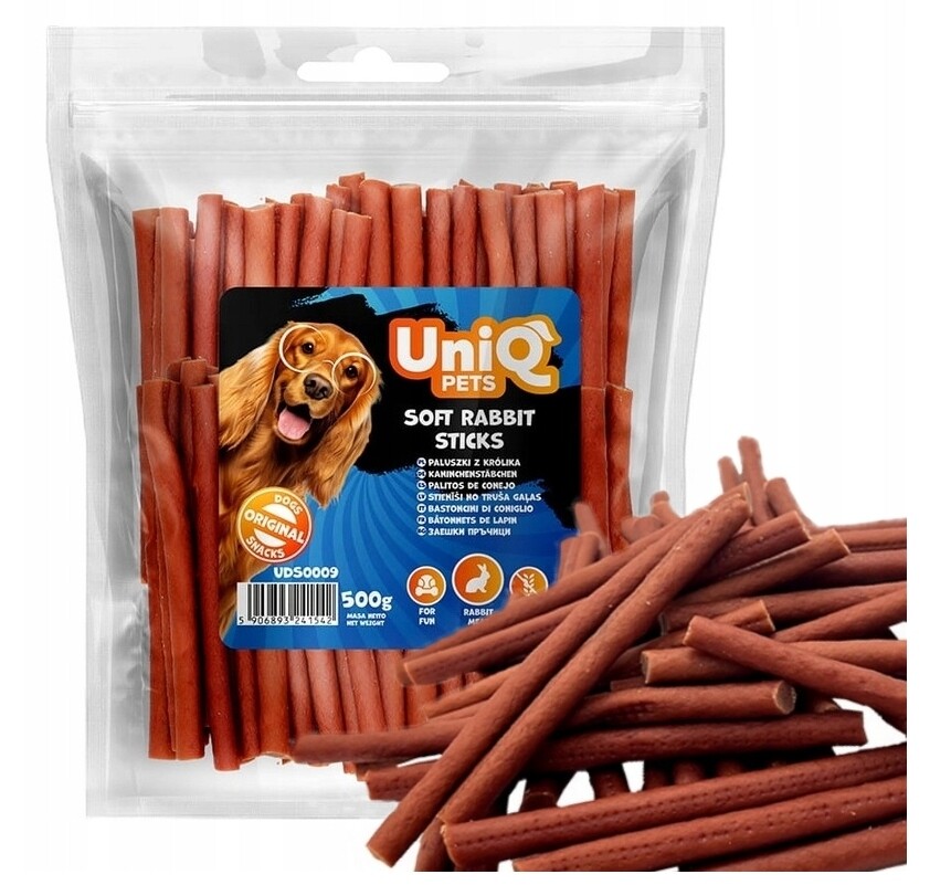 UniQ Pets Měkké Tyčinky z králíka 500 g Psí Pamlsek