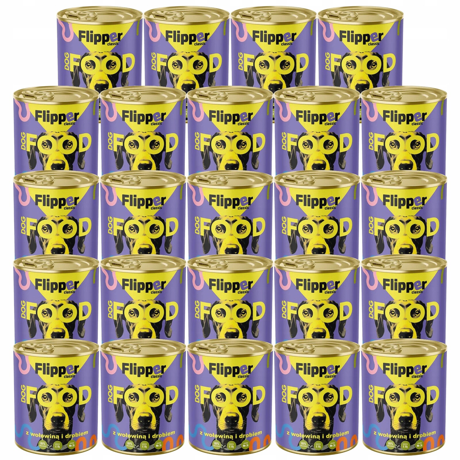 Flipper Vlhké krmivo pro psy Dolina Noteci Hovězí drůbež 24 x 800 g