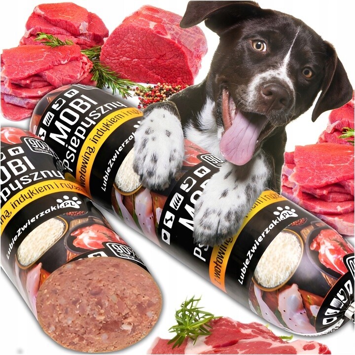 Vlhké Krmivo pro Psa Tyčinka hovězí krůta rýže 90% masa 1kg 18 kusů