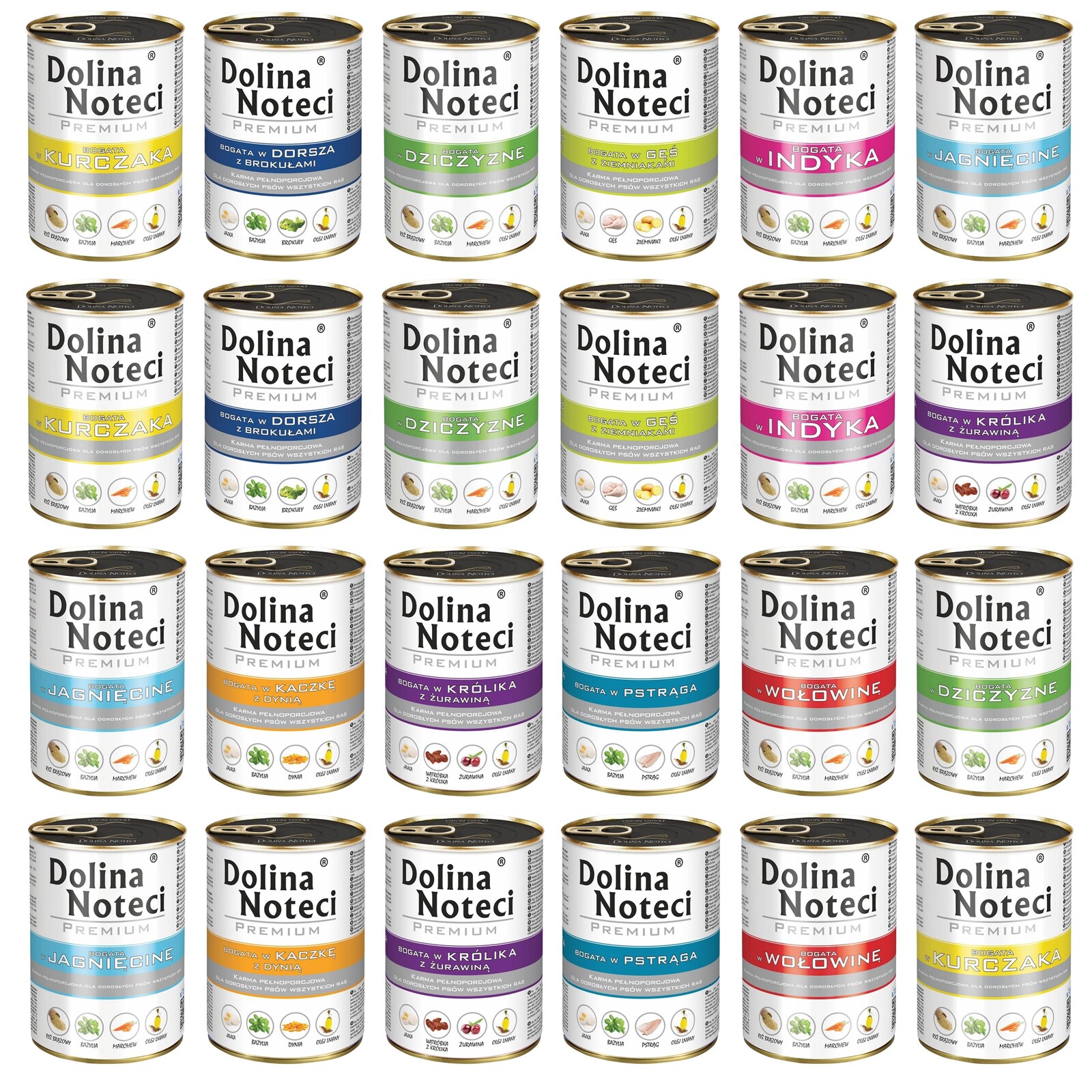 Dolina Noteci Premium Krmivo pro mokré psy mix chutí 24 x 400 g bez obilovin