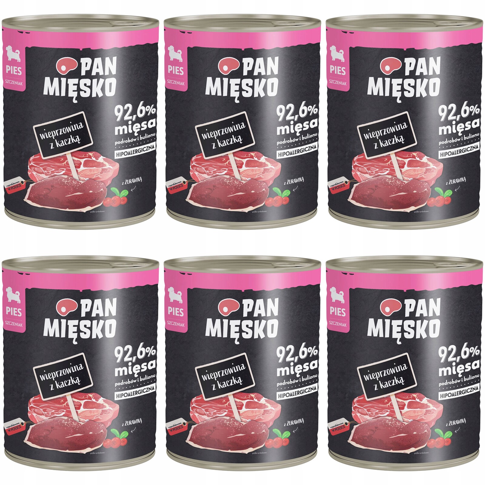 Pan Mięsko Krmivo štěně Vepř Kachna 6x800g