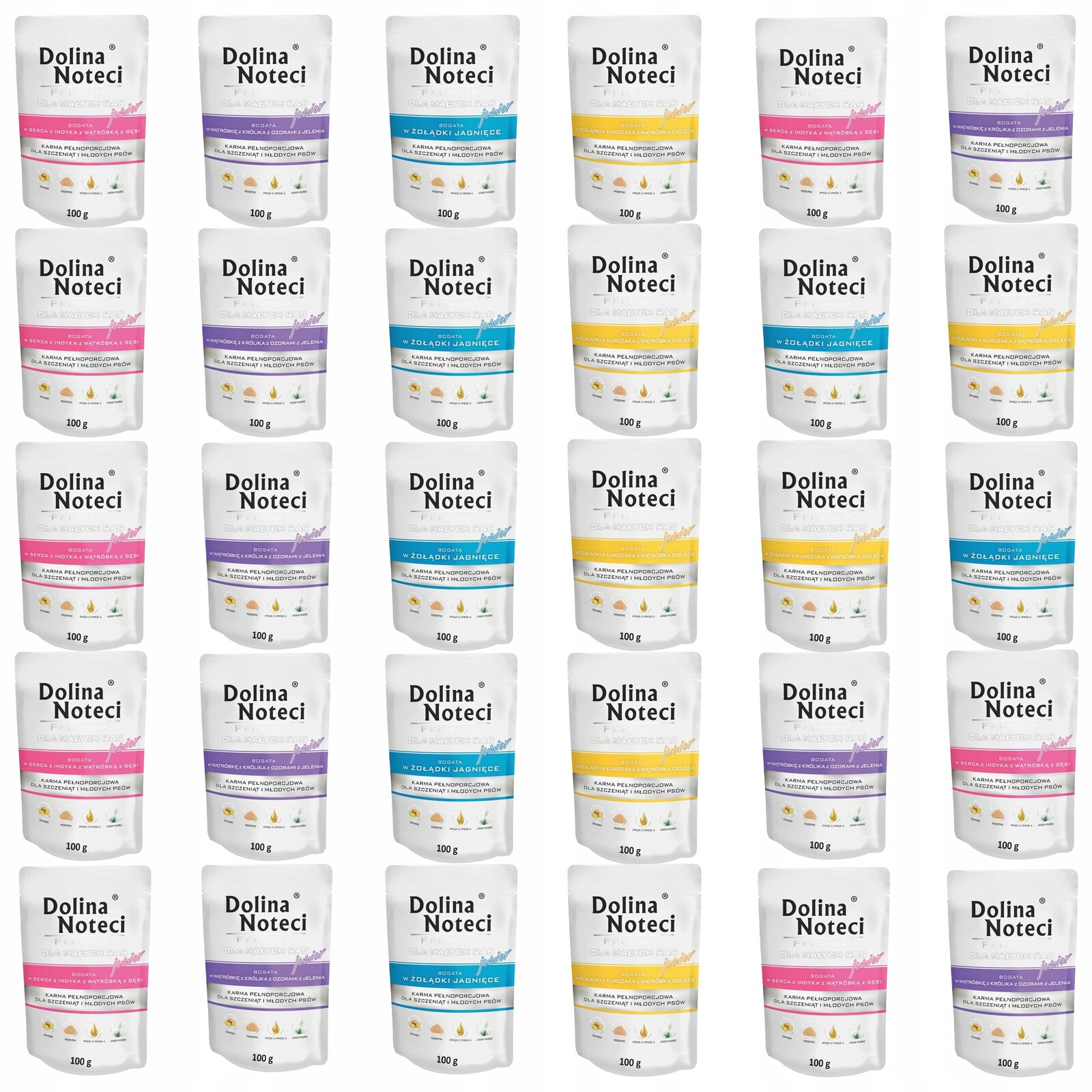 Dolina Noteci Junior Premium Krmivo mokré pro štěňata Mix Chutí 30 x 100 g