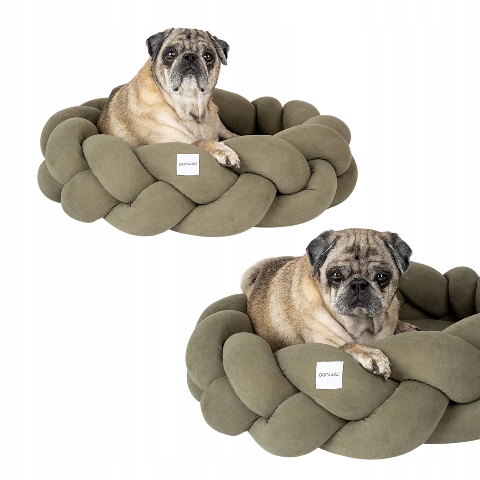 Elegantní pletené pelíšek pro psa Roma olivová paměťová pěna #100 L