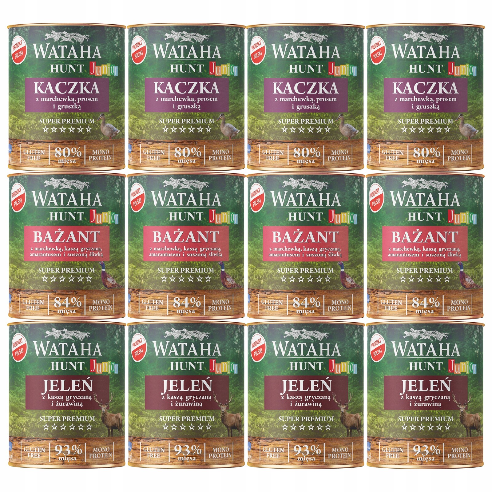 Wataha Hunt Junior krmivo pro štěňata Mix chutí 12 x 800 g