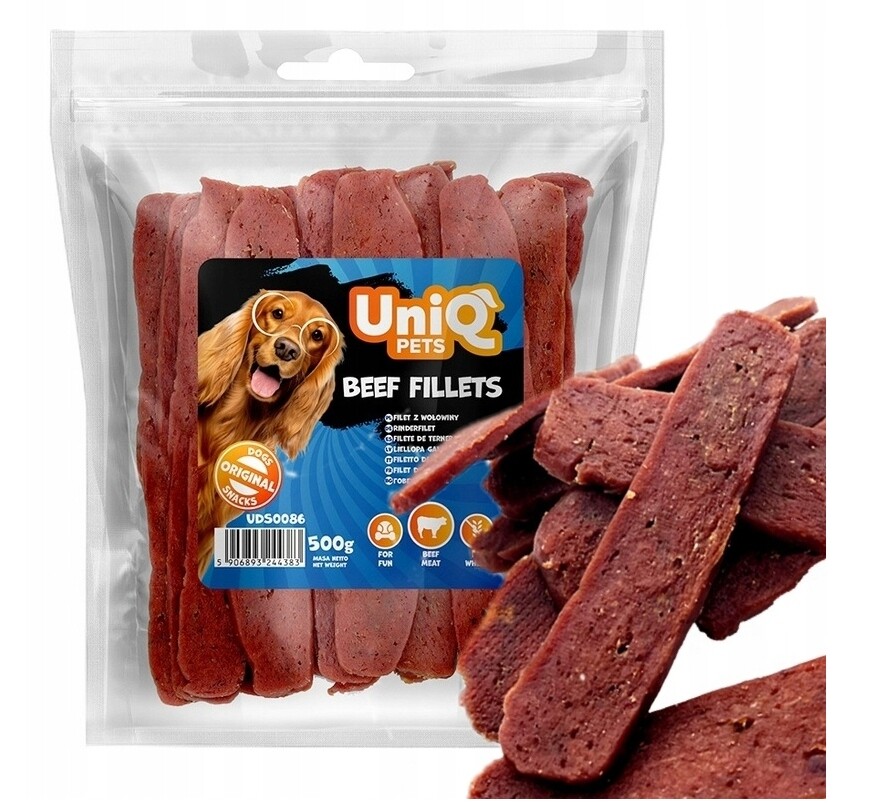 UniQ Pets Filé z hovězího masa 500 g Psí Pamlsek Beef Fillets