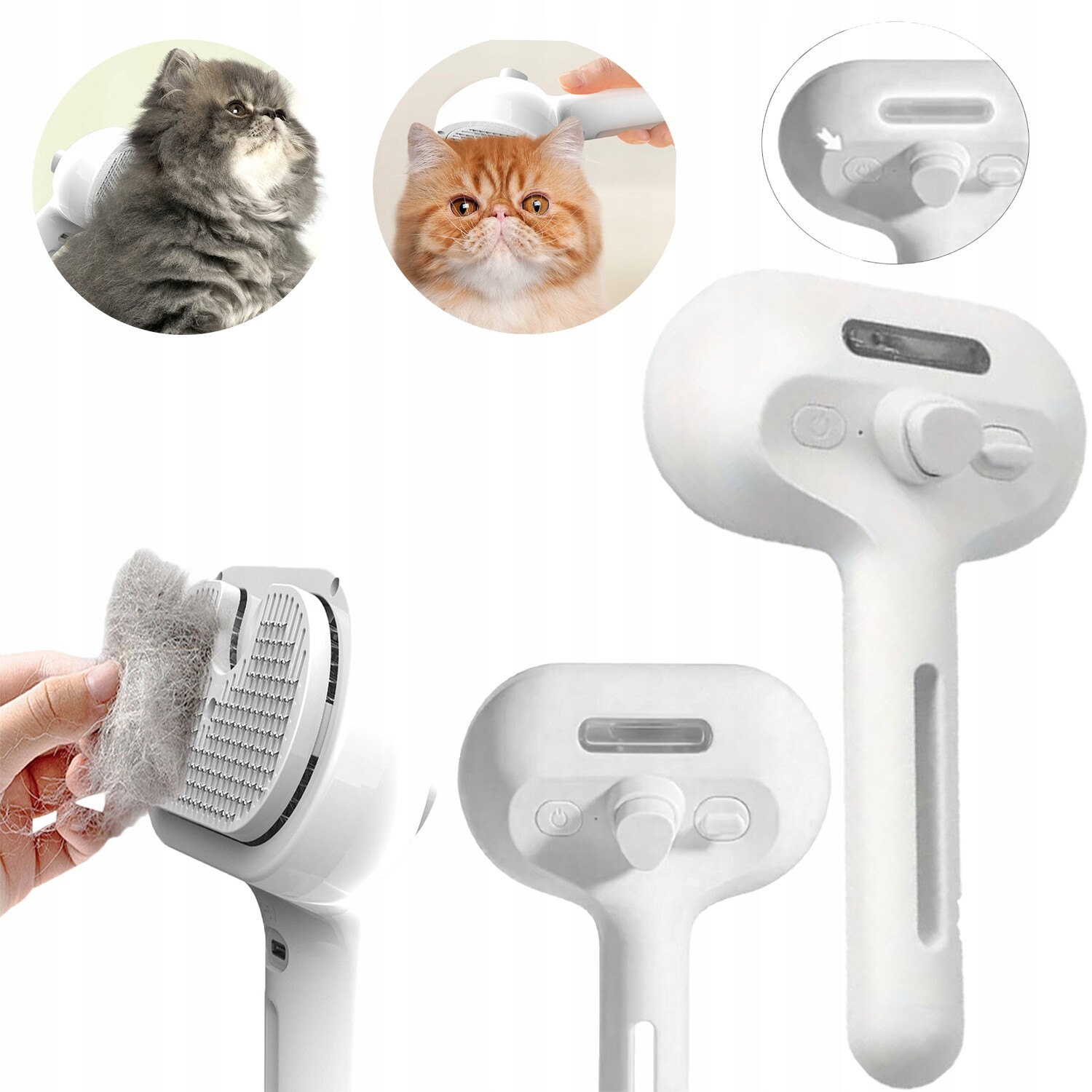 Hřeben pro mazlíčky 3v1 s párou: Pro péči o srst, čištění a relaxační masáž