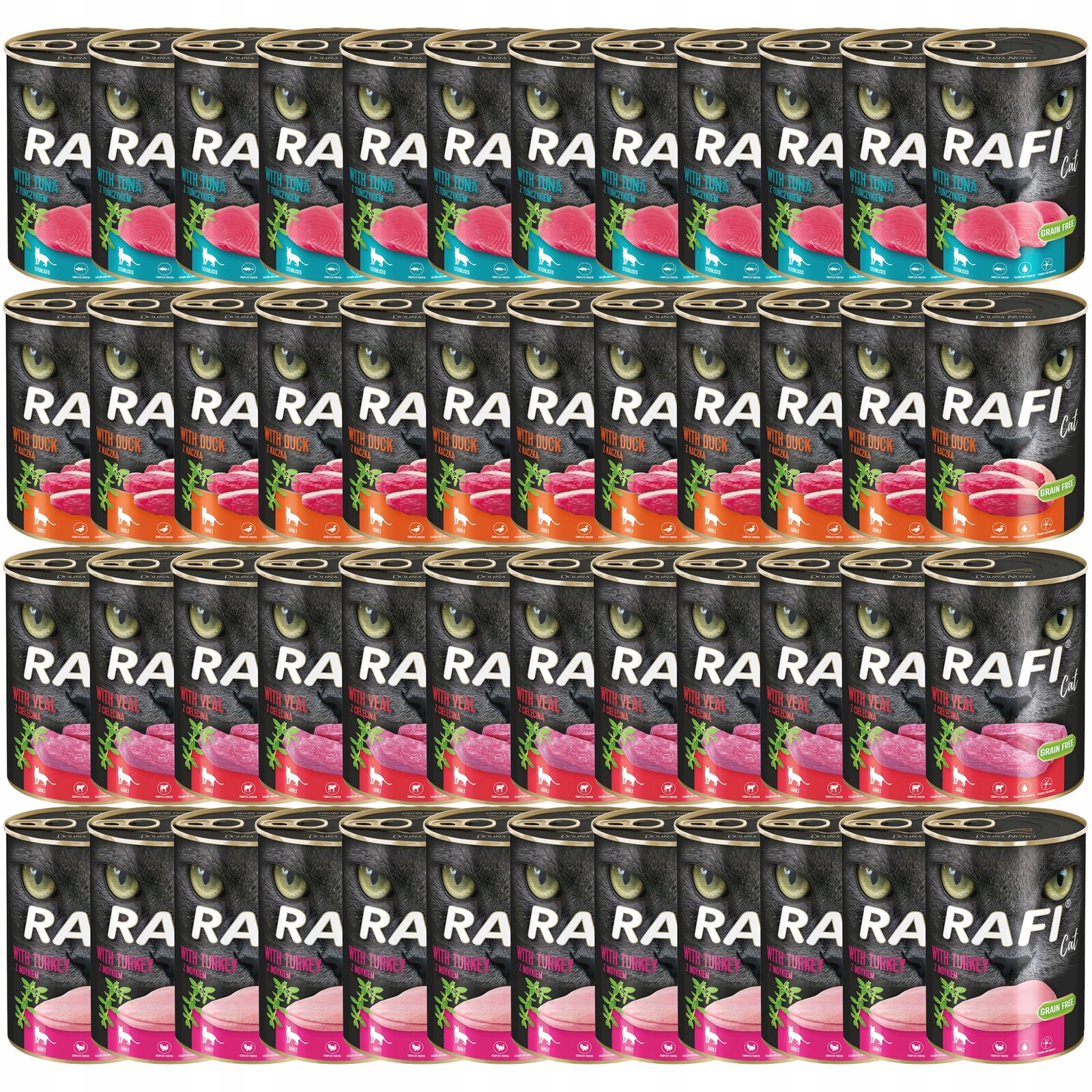 Rafi Cat Dolina Noteci Krmivo mokré pro kočky mix chutí 48 x 400 g bez obilovin