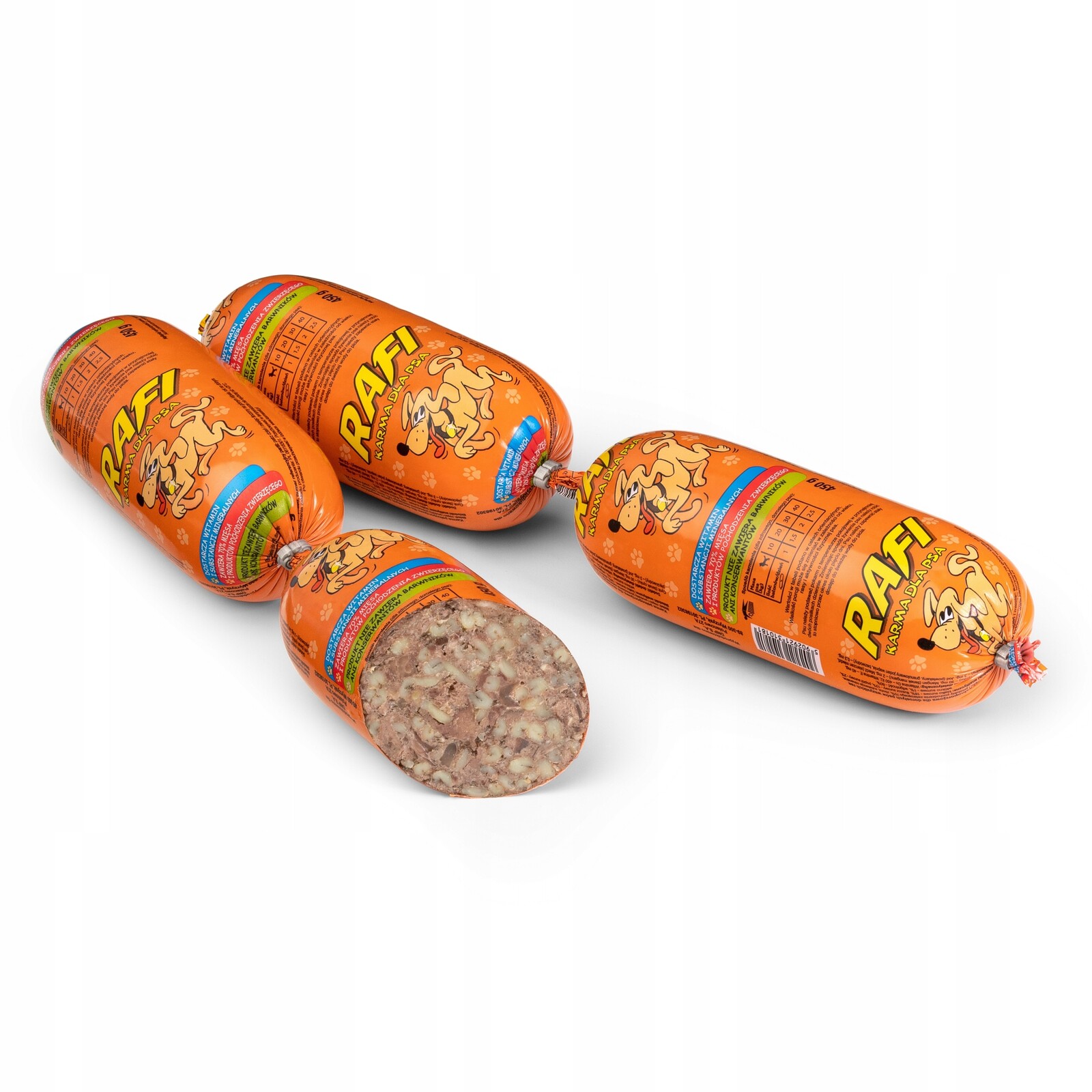 Vlhké krmivo pro psy tyčinka Rafi 70% masa, vitamíny 450 g, sada 20 kusů