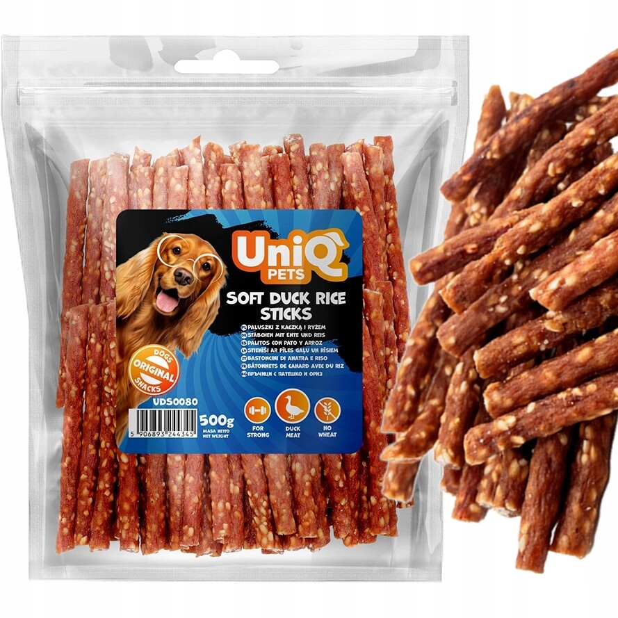 UniQ Pets Měkké Tyčinky s kachnou a rýží 500 g – Psí Pamlsek