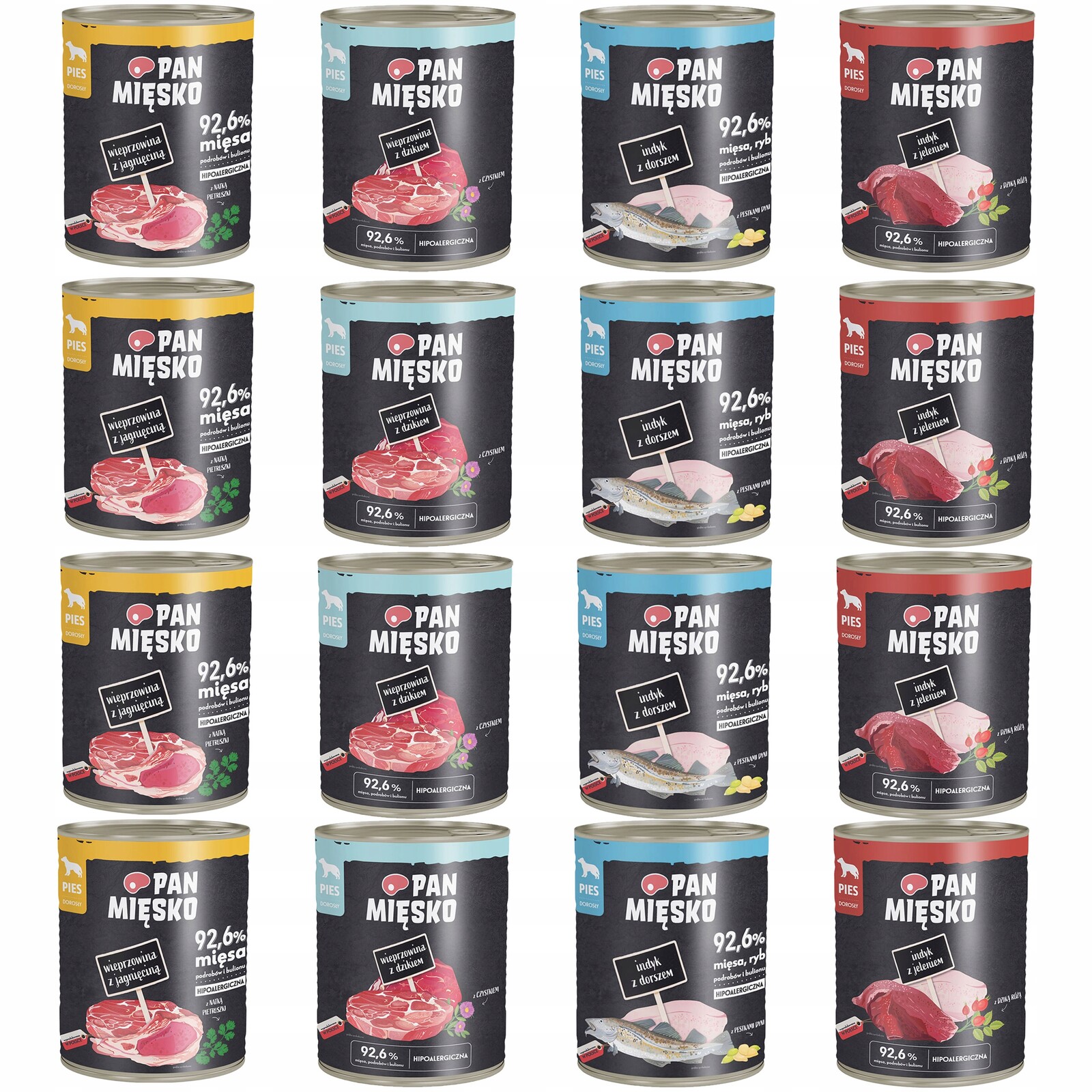 Pan Mięsko Krmivo mokré pro psa Mix Chutí 16 x 800 g zdravé krmivo bez obilovin