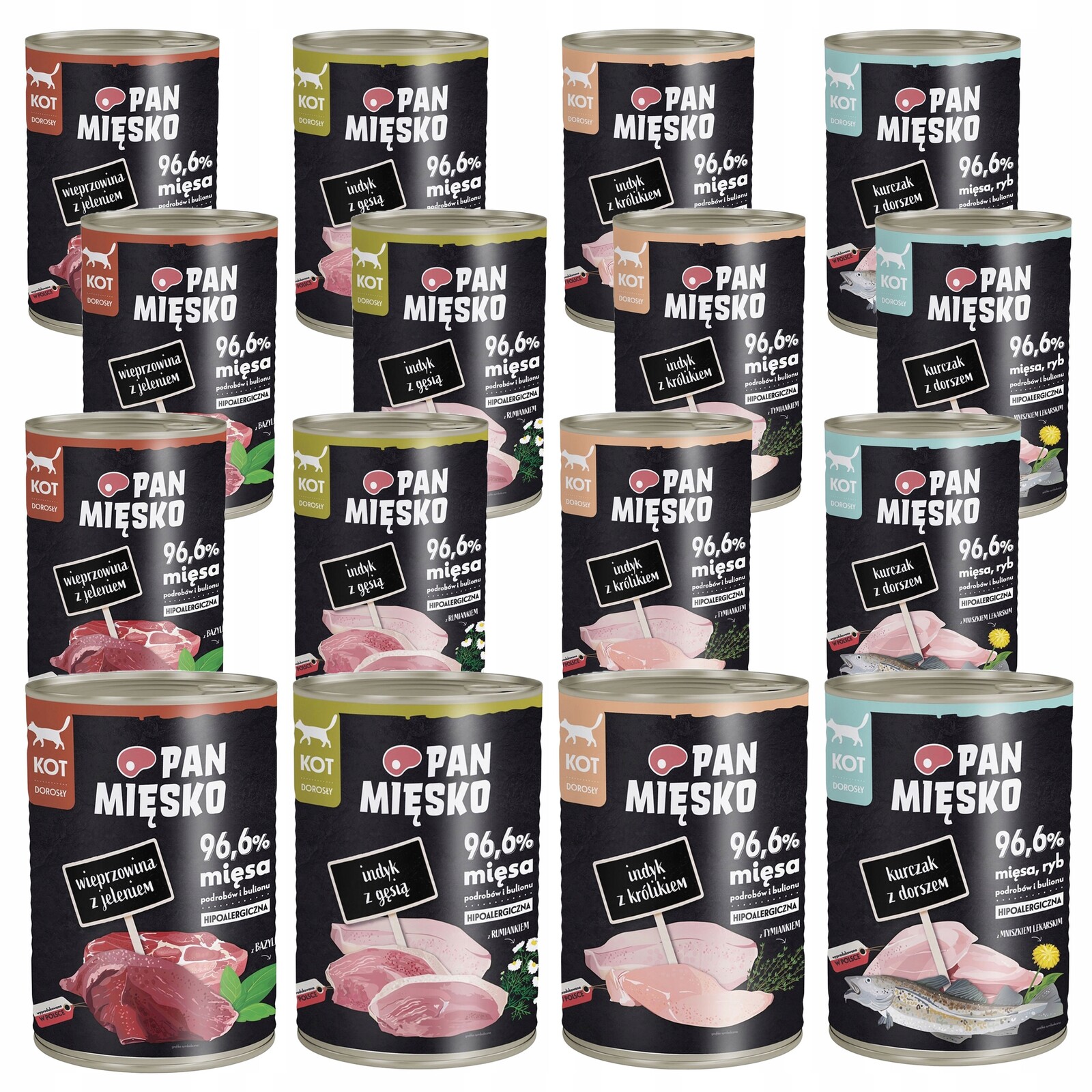 Pan Mięsko Krmivo mokré pro kočky mix chutí 16 x 400 g