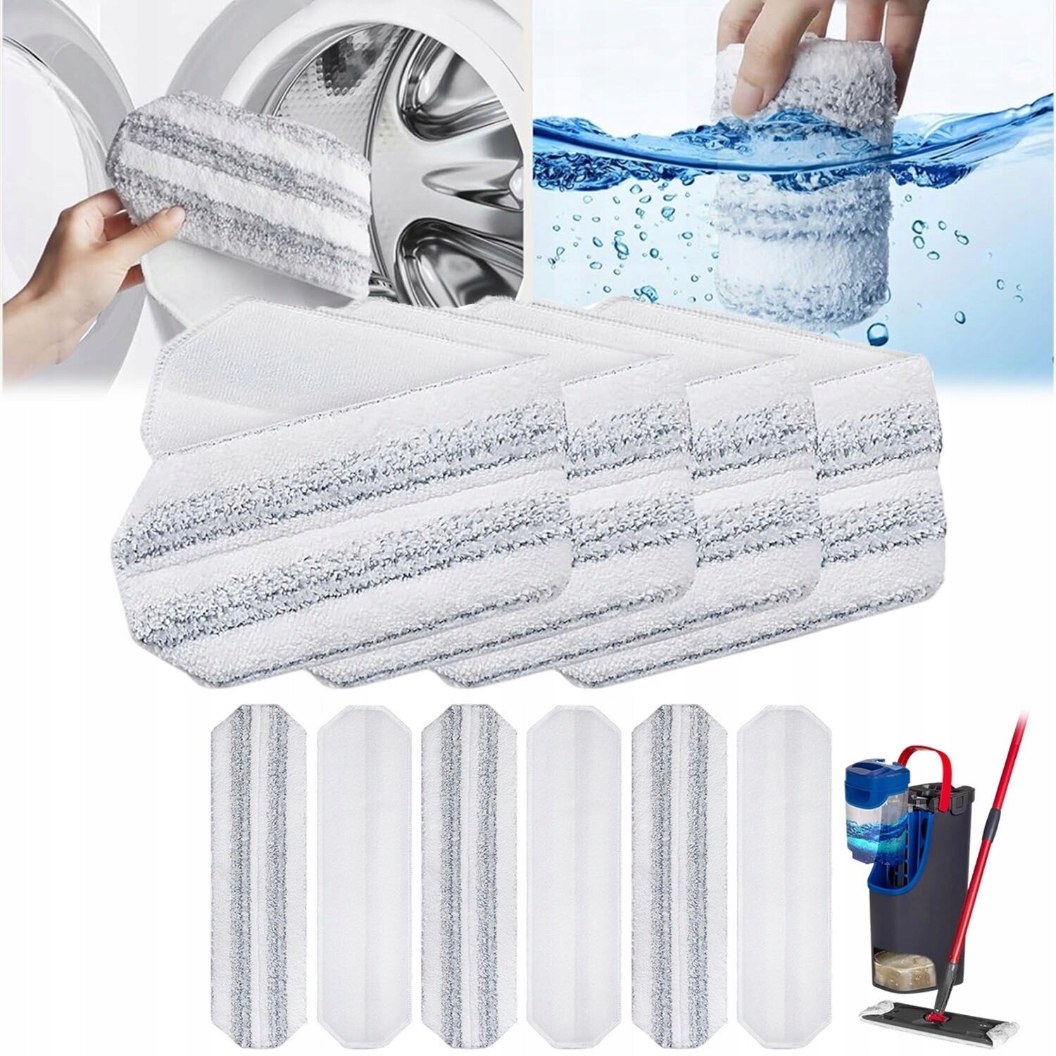 Sada 10 na suchý zip pro mop Vyměnitelné utěrky z mikrovlákna