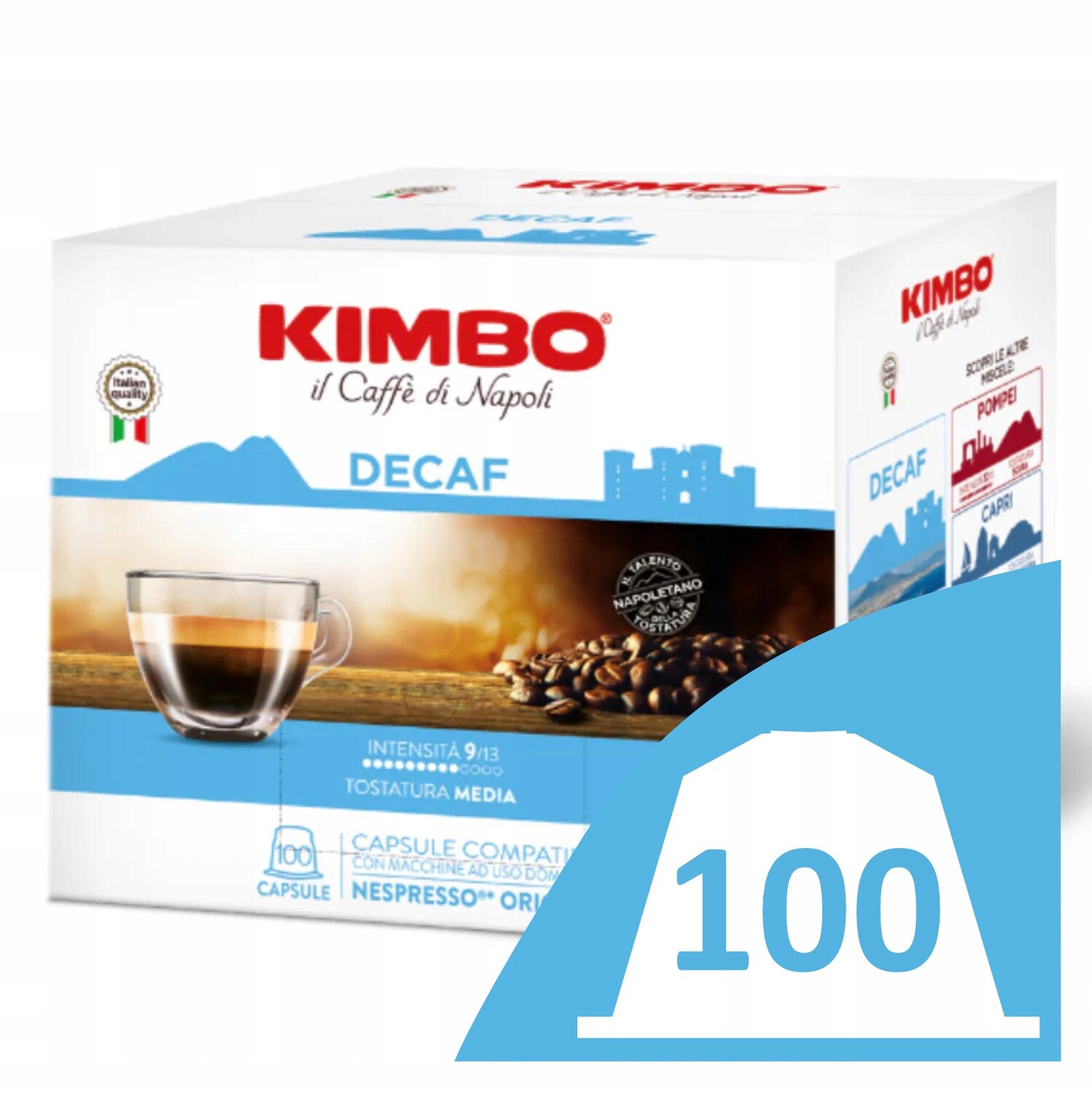 Kimbo Espresso Decaf 100 Kusů Kapsle pro Nespresso Káva Bez kofeinu