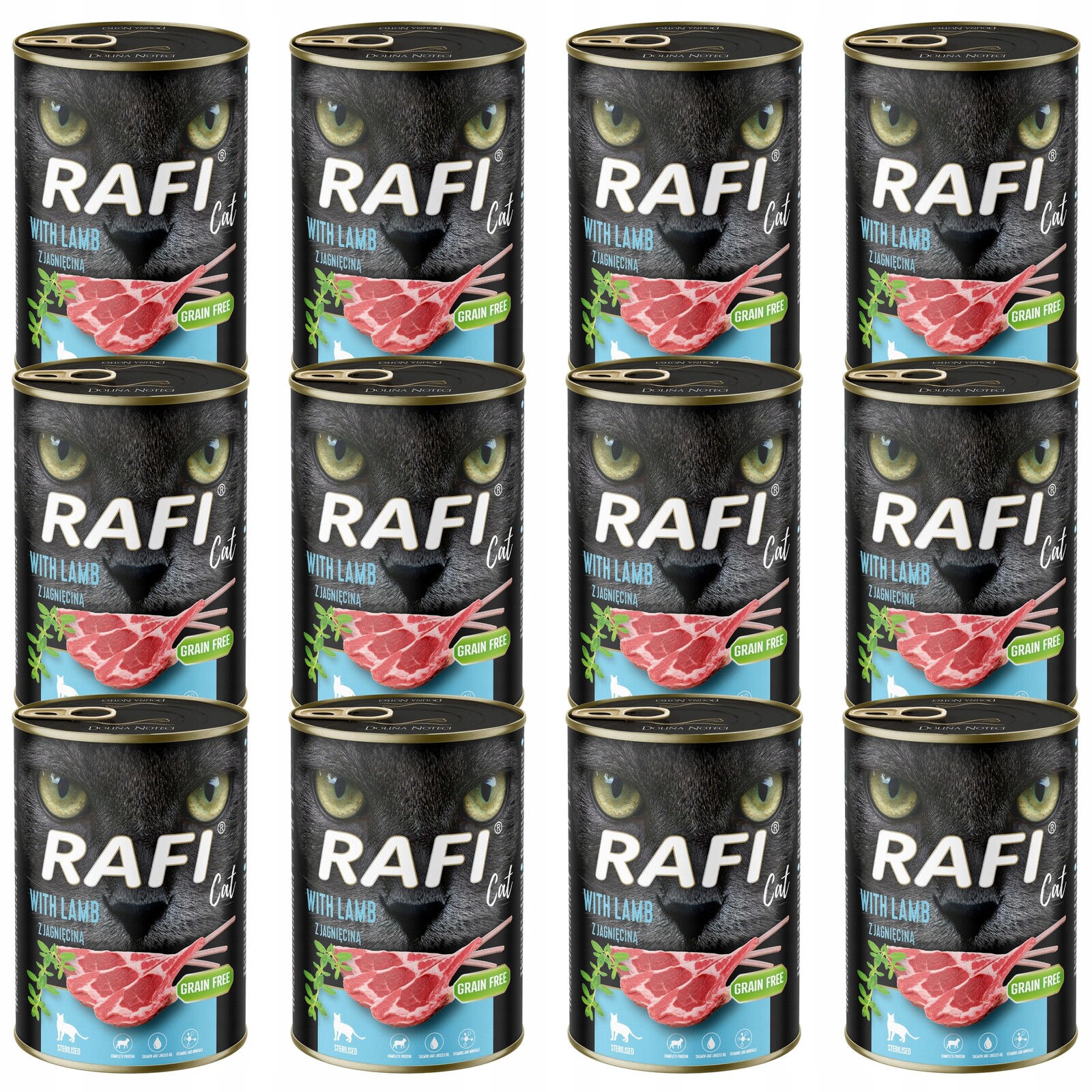 Rafi Cat Dolina Noteci Krmivo mokré pro kočky Jehněčí 12 x 400 g bez obilovin