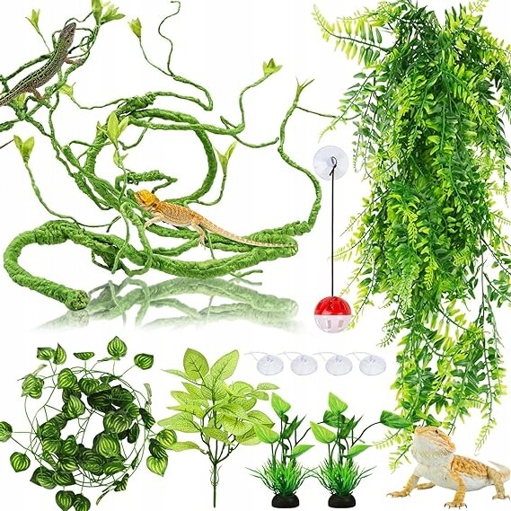 Umělé Závěsné Rostliny Pružné Listy Džungle Terárium Plazů