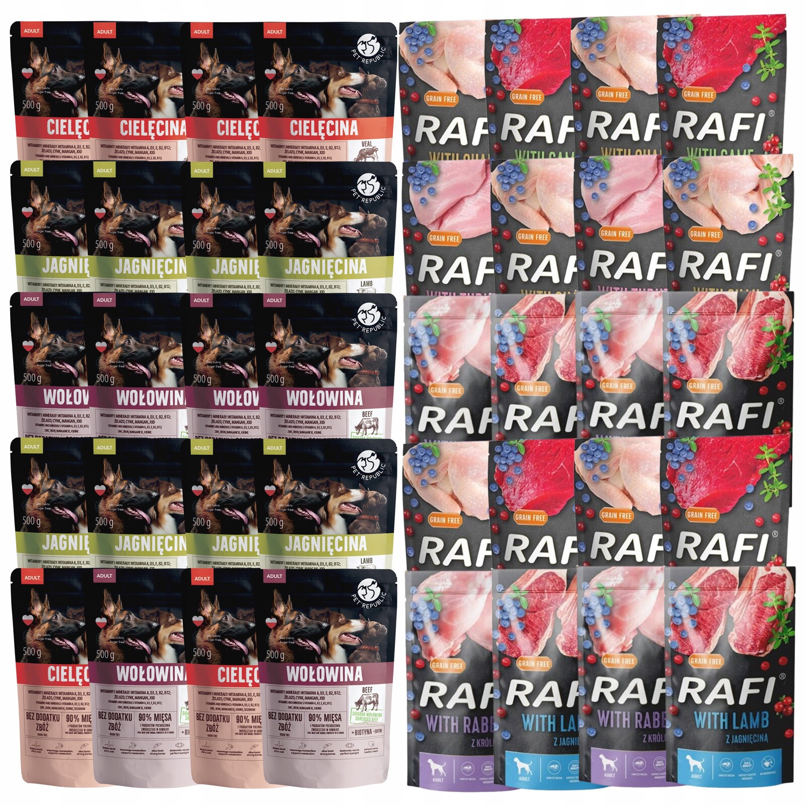 Dolina Noteci Rafi Pet Republic Krmivo mokré pro psa mix chutí 40 x 500 g