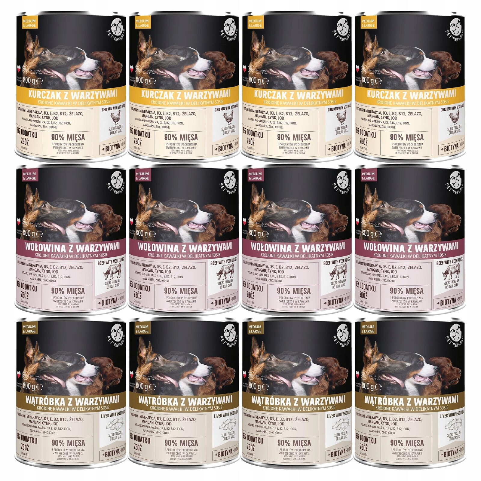 Pet Republic krmivo pro psy, kousky v omáčce Mix Chutí 12 x 800 g