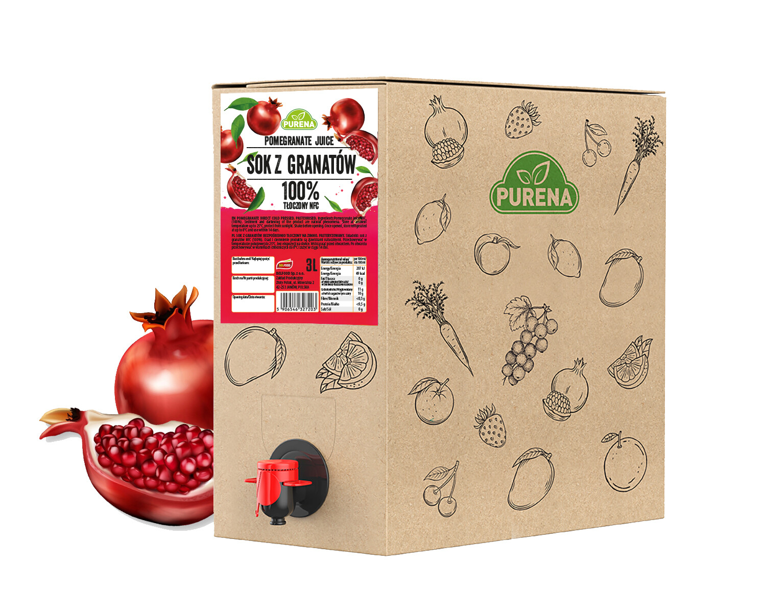 Purena Granátová šťáva 3 l
