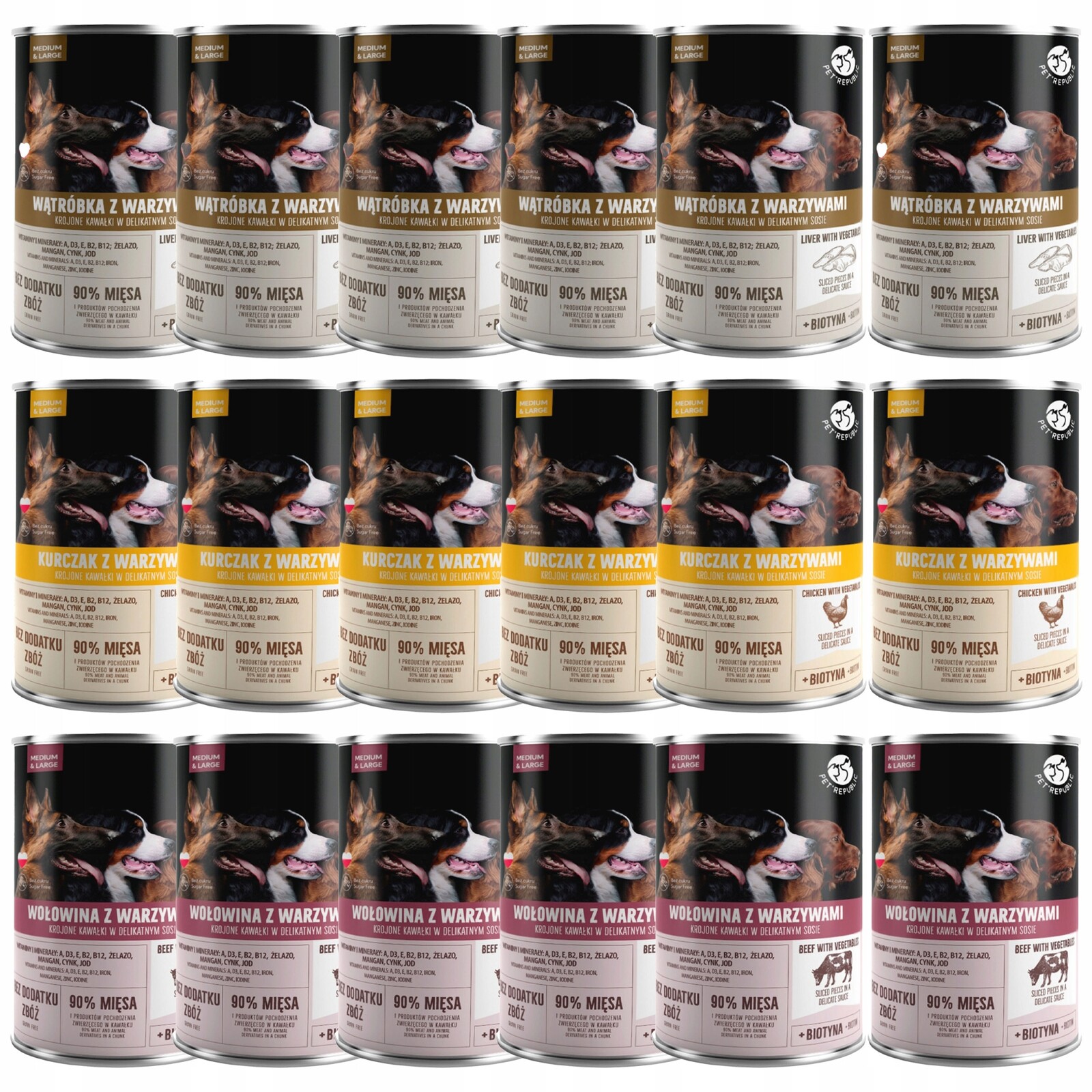 Pet Republic kousky v omáčce Mix Chutí krmivo pro psa mokré 18 x 1250 g