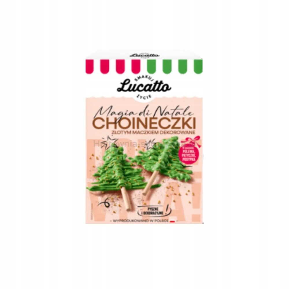 Vánoční stromky se zlatým máčkem zdobené Lucatto 110 g