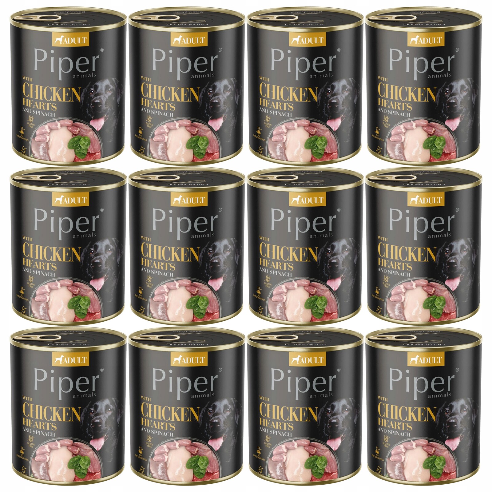 Piper Dolina Noteci Krmivo mokré pro psa Kuřecí srdce Špenát 12 x 800 g